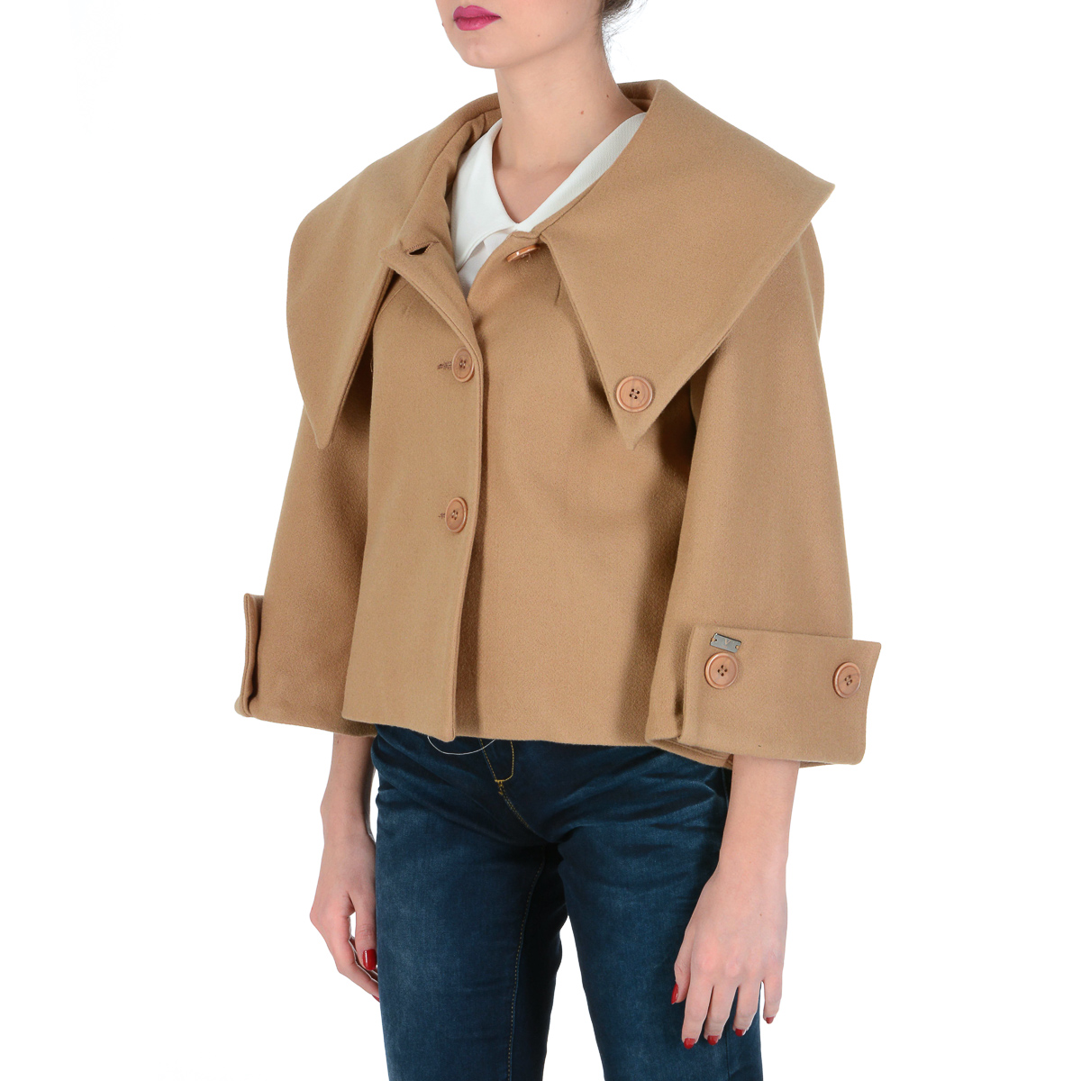 Chaqueta de mujer V 1969 Italia de manga larga color camello LUCY
