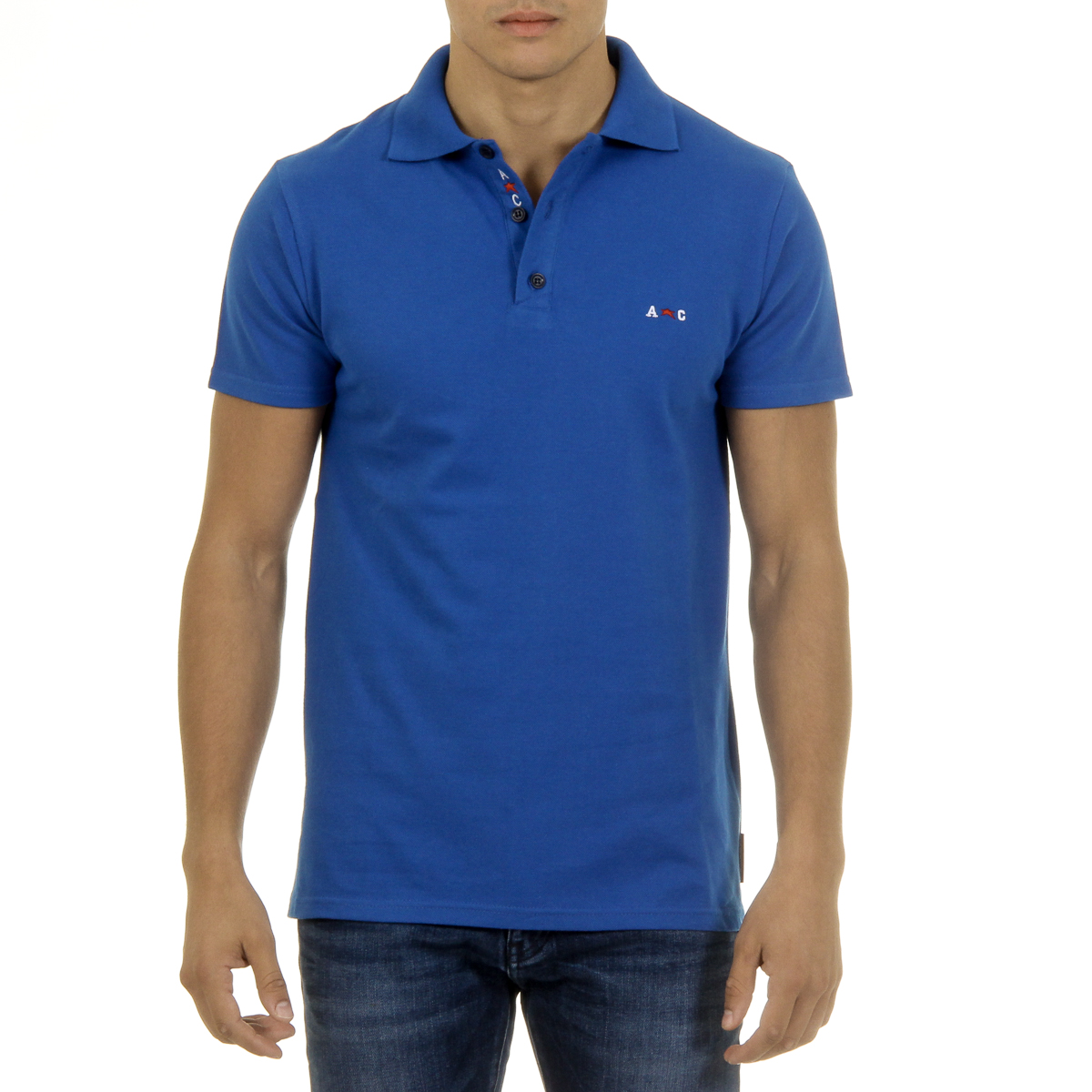 Polo Andrew Charles de manga corta para hombre azul SEFU