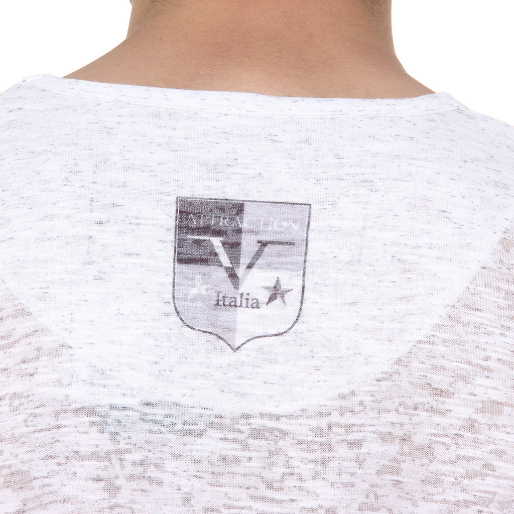 V 1969 Italia Mens T-shirt Short Sleeves V-Neck White ALEXANDER