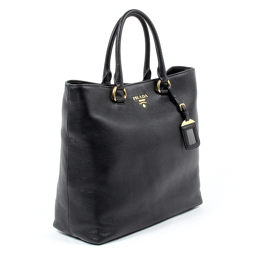 Bolso shopper Prada Vitello Phenix de piel negro