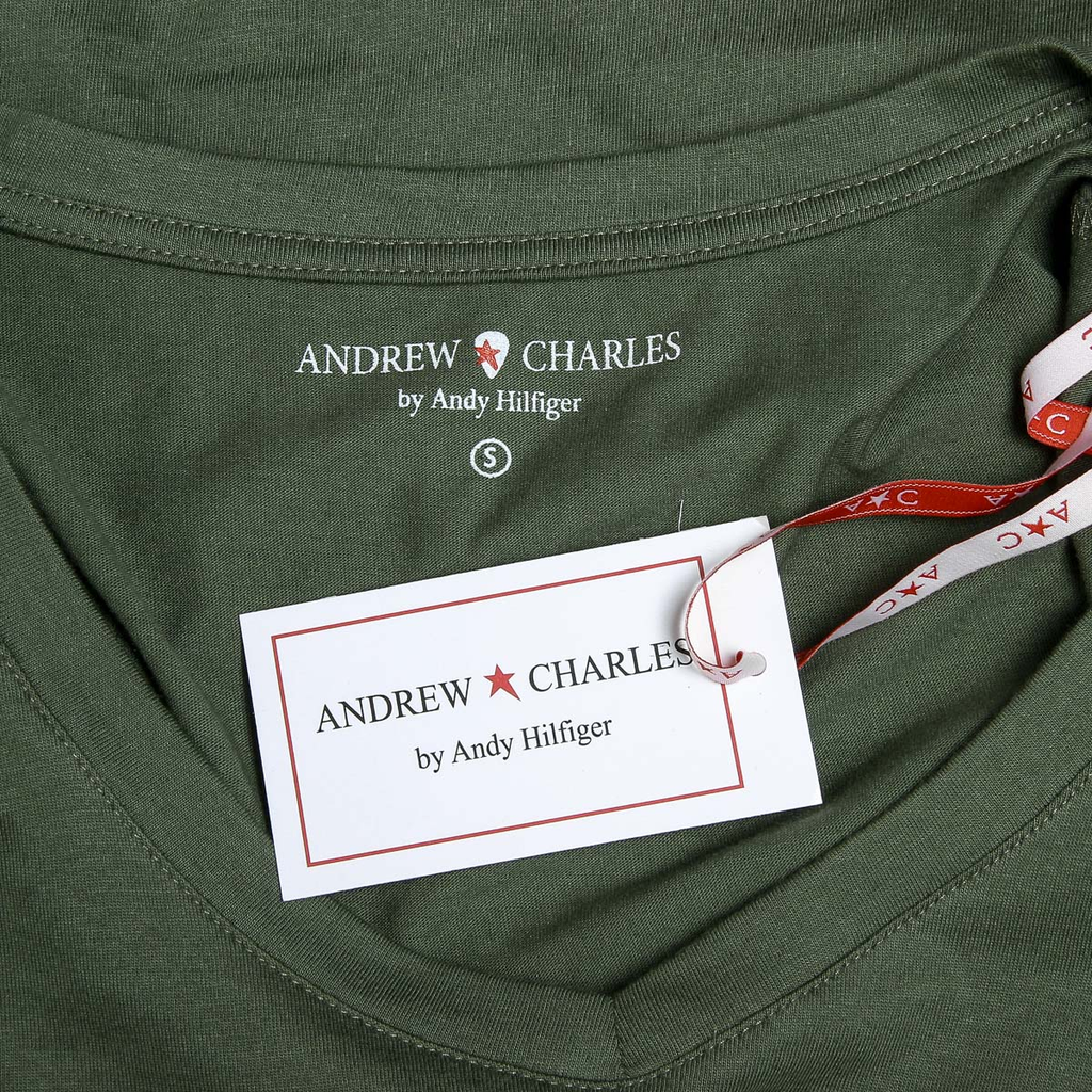 Camiseta Andrew Charles para mujer, manga corta, cuello en V, verde TAPIWA