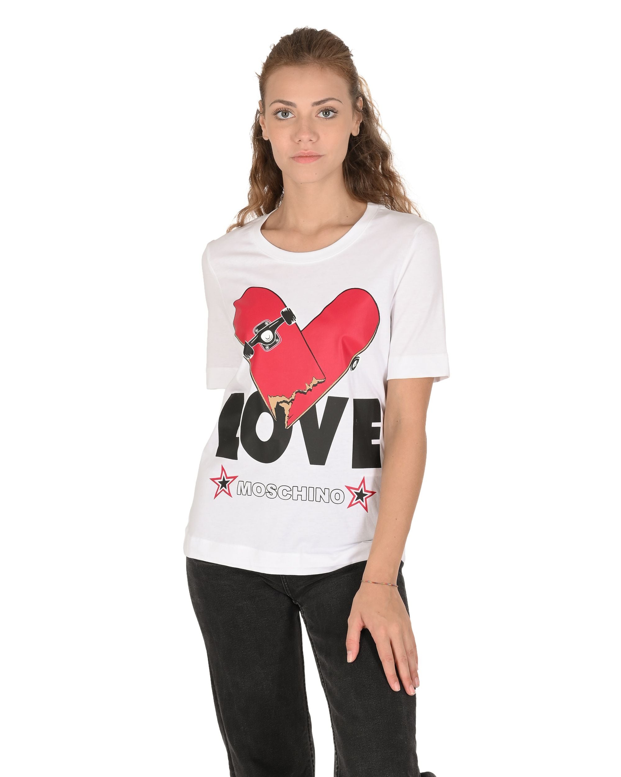 Camiseta de mujer Love Moschino W 4 F15 3S M 3876 A00 BLANCO ÓPTICO