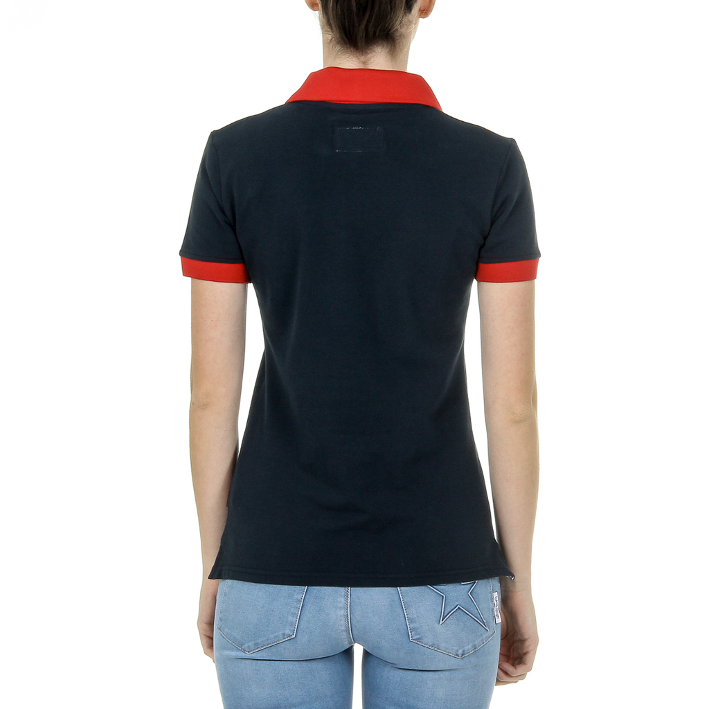 Polo Andrew Charles para mujer, manga corta, azul oscuro, NIA