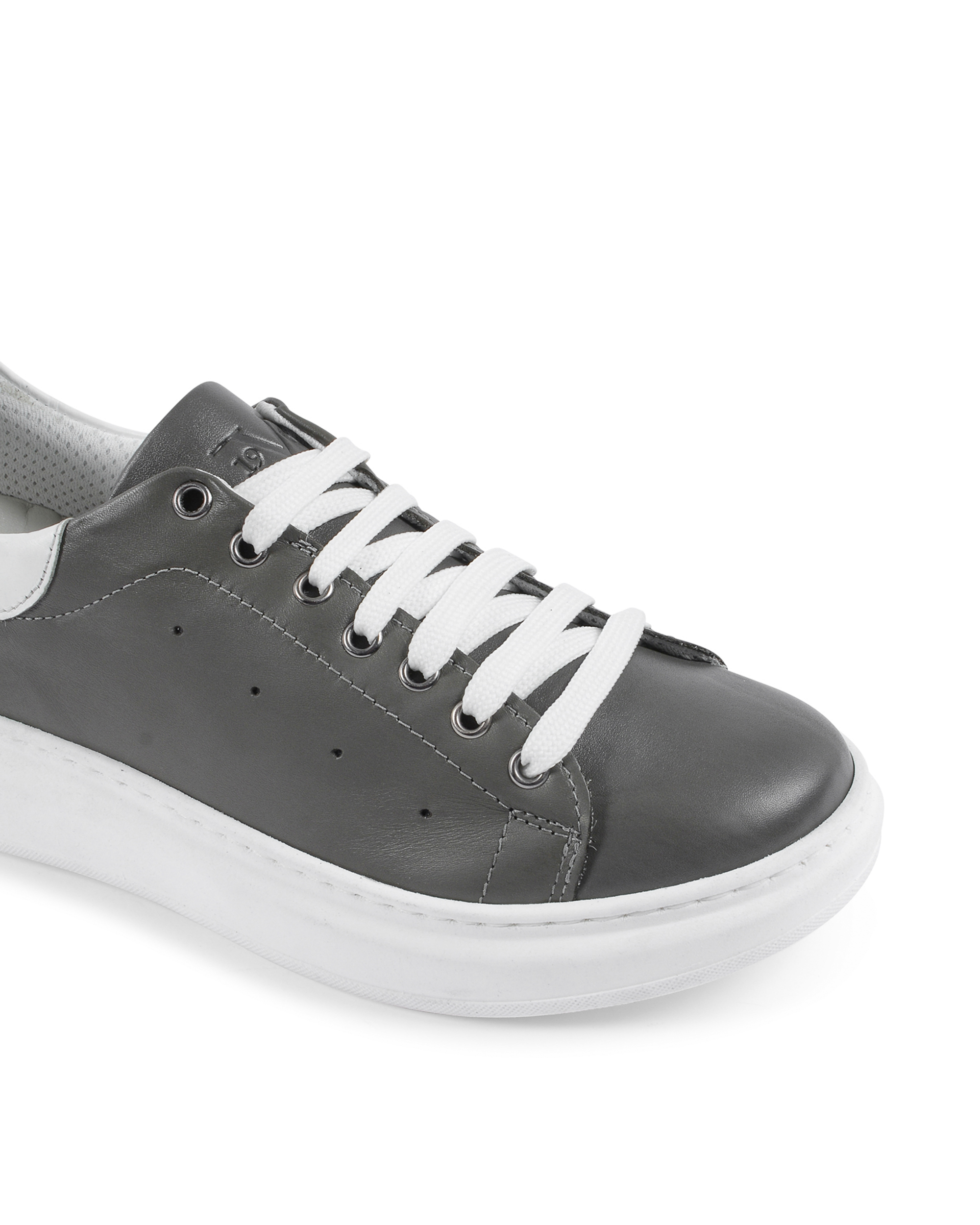 19V69 Italia Mens Sneaker Grey White 720 PELLE GRIGIO PELLE BIANCO