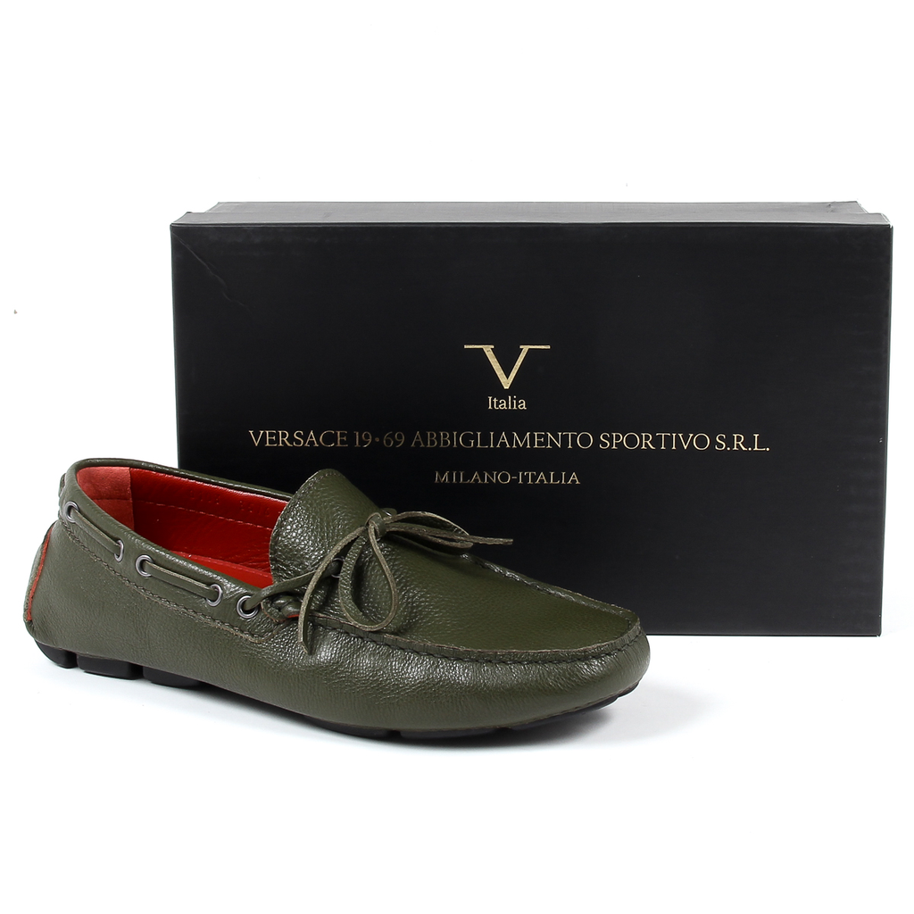 Mocasines V 1969 Italia para hombre, color verde ADAM