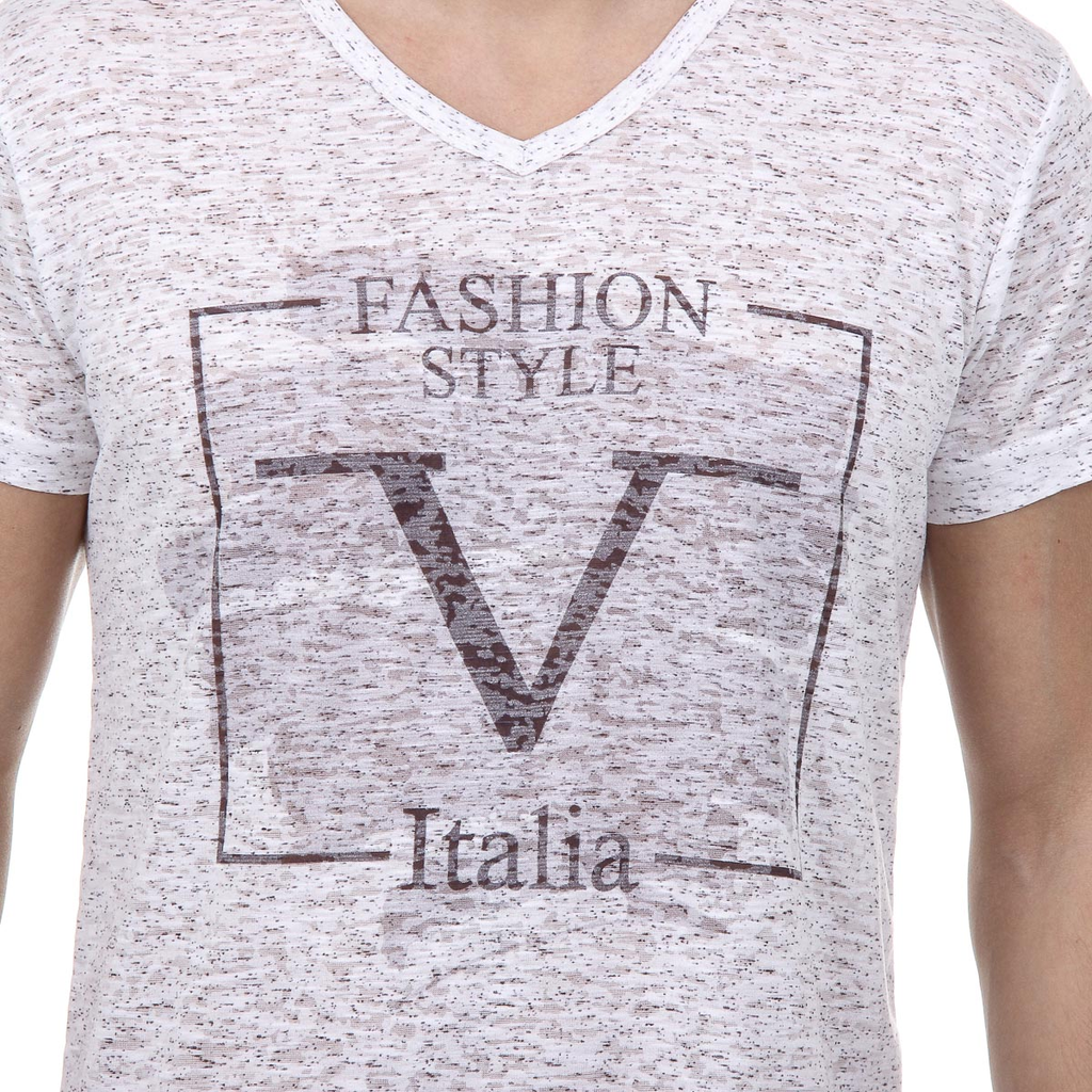 V 1969 Italia Mens T-shirt Short Sleeves V-Neck White DANIEL