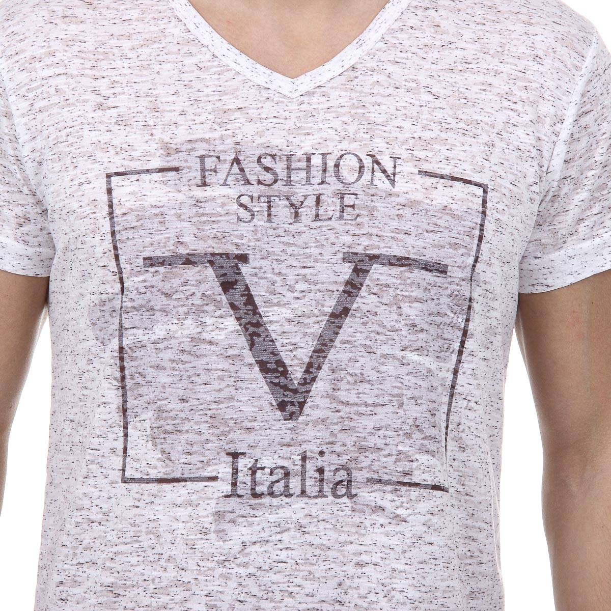 V 1969 Italia Mens T-shirt Short Sleeves V-Neck White DANIEL