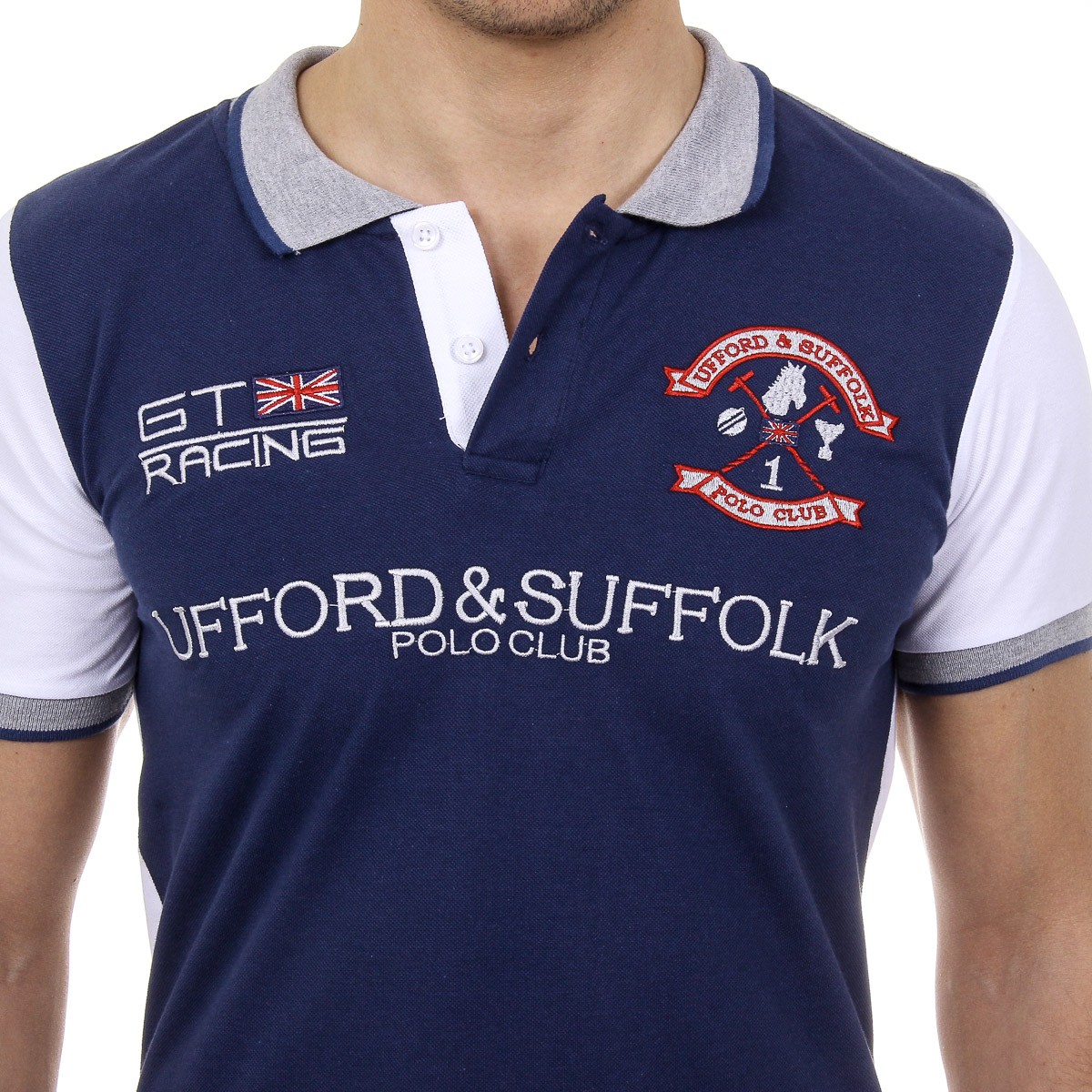 Polo de manga corta para hombre del Ufford & Suffolk Polo Club US001 INDIGO