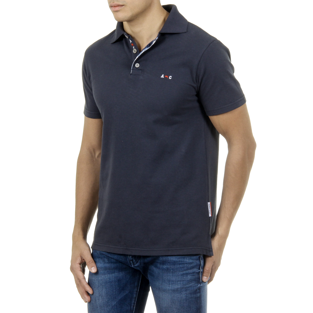 Polo Andrew Charles para hombre de manga corta azul oscuro SEMELO