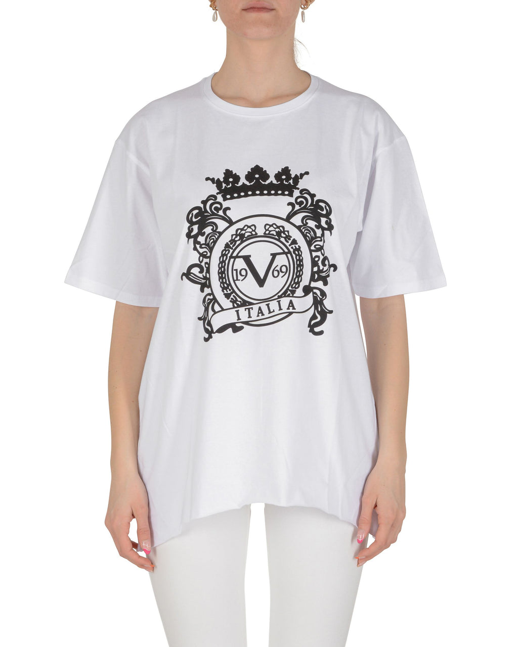 Camiseta blanca para mujer 19V69 Italia SMILE WHITE