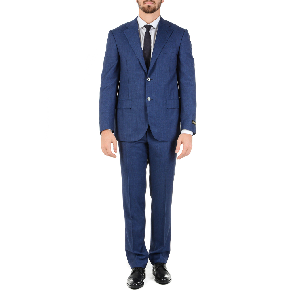 Corneliani Mens Suit Long Sleeves Blue Super 110's