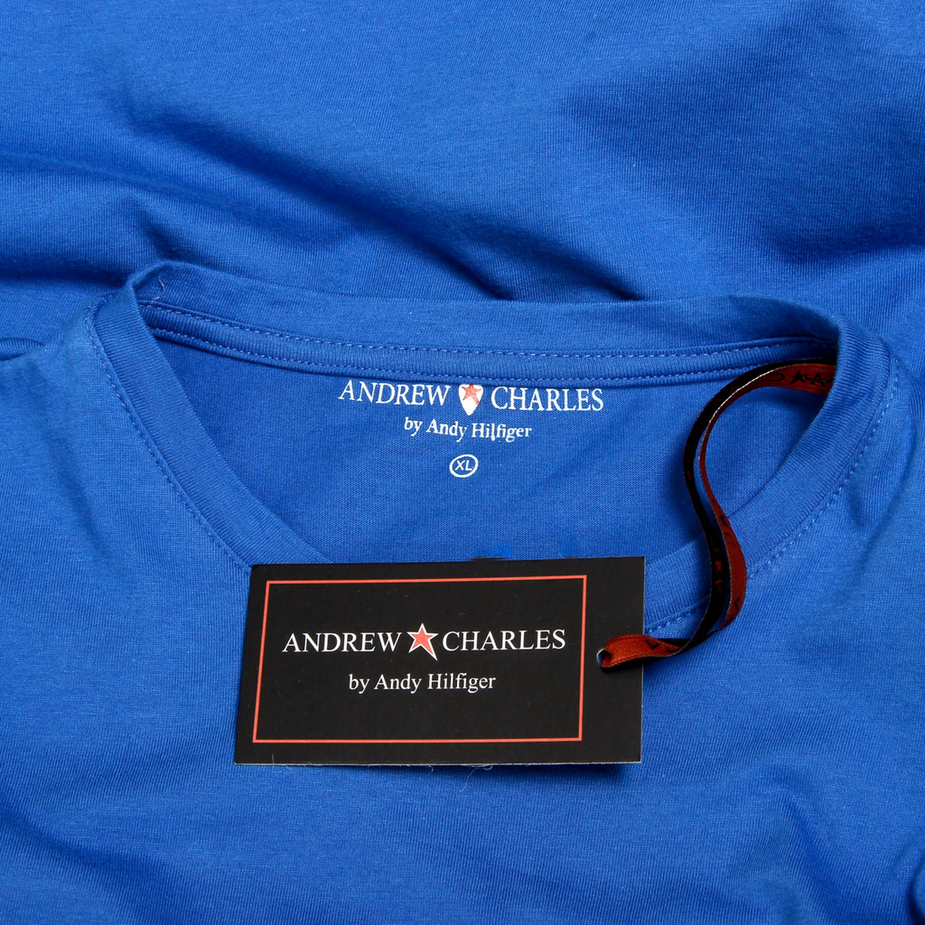 Camiseta Andrew Charles para hombre, manga corta, cuello redondo, azul, KEITA