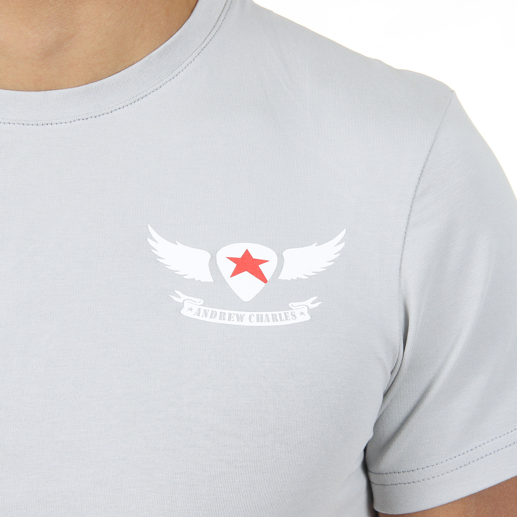 Camiseta Andrew Charles para hombre, manga corta, cuello redondo, gris claro, KEITA