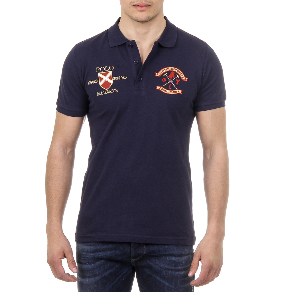 Polo Ufford & Suffolk Polo Club para hombre, manga corta, US007, azul marino