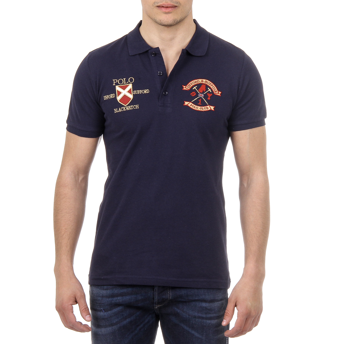 Polo Ufford & Suffolk Polo Club para hombre, manga corta, US007, azul marino
