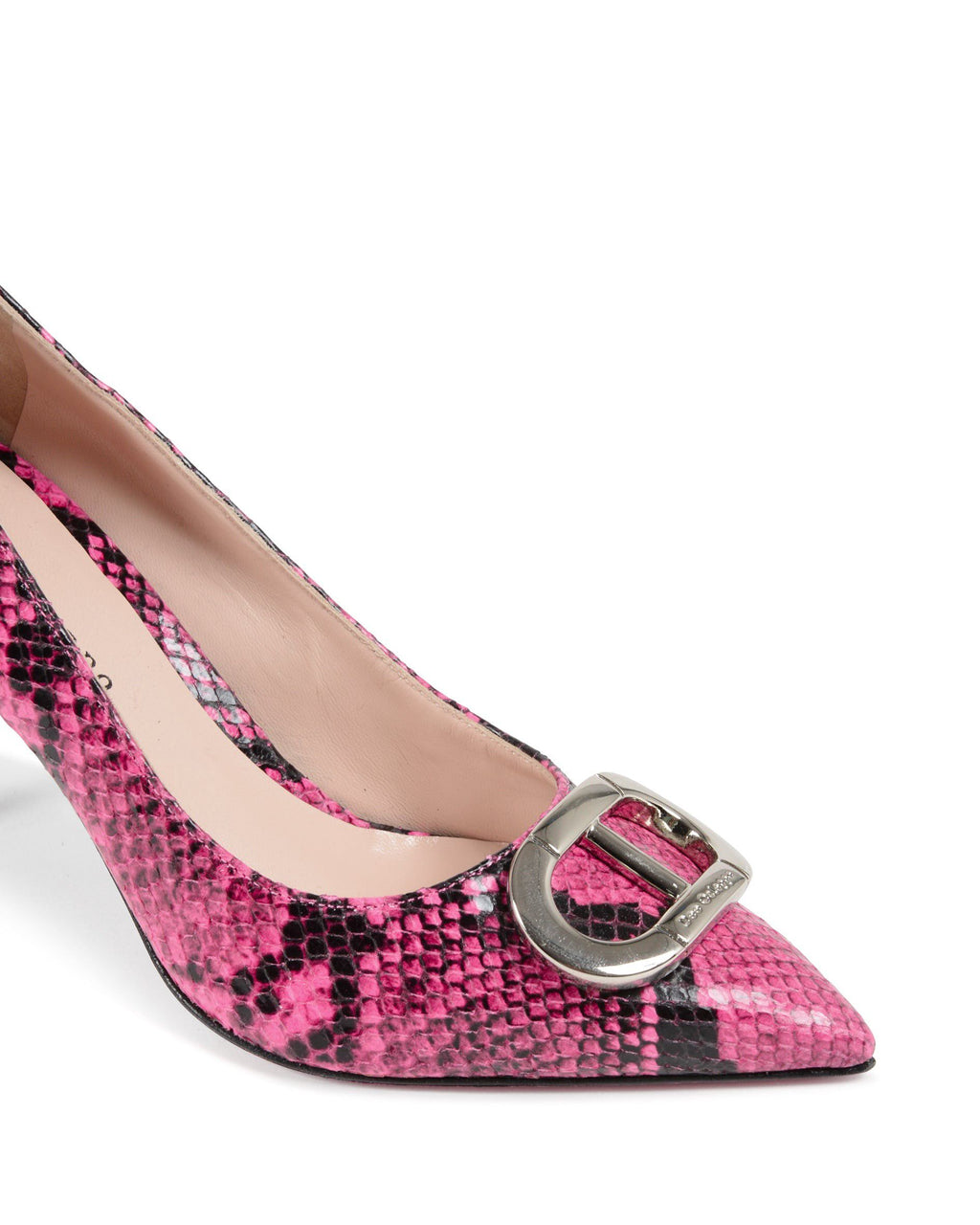 Zapatos de salón fucsia con logotipo para fiesta de oficina