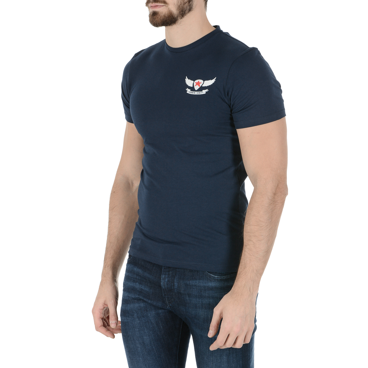 Camiseta Andrew Charles para hombre, manga corta, cuello redondo, azul, KEITA