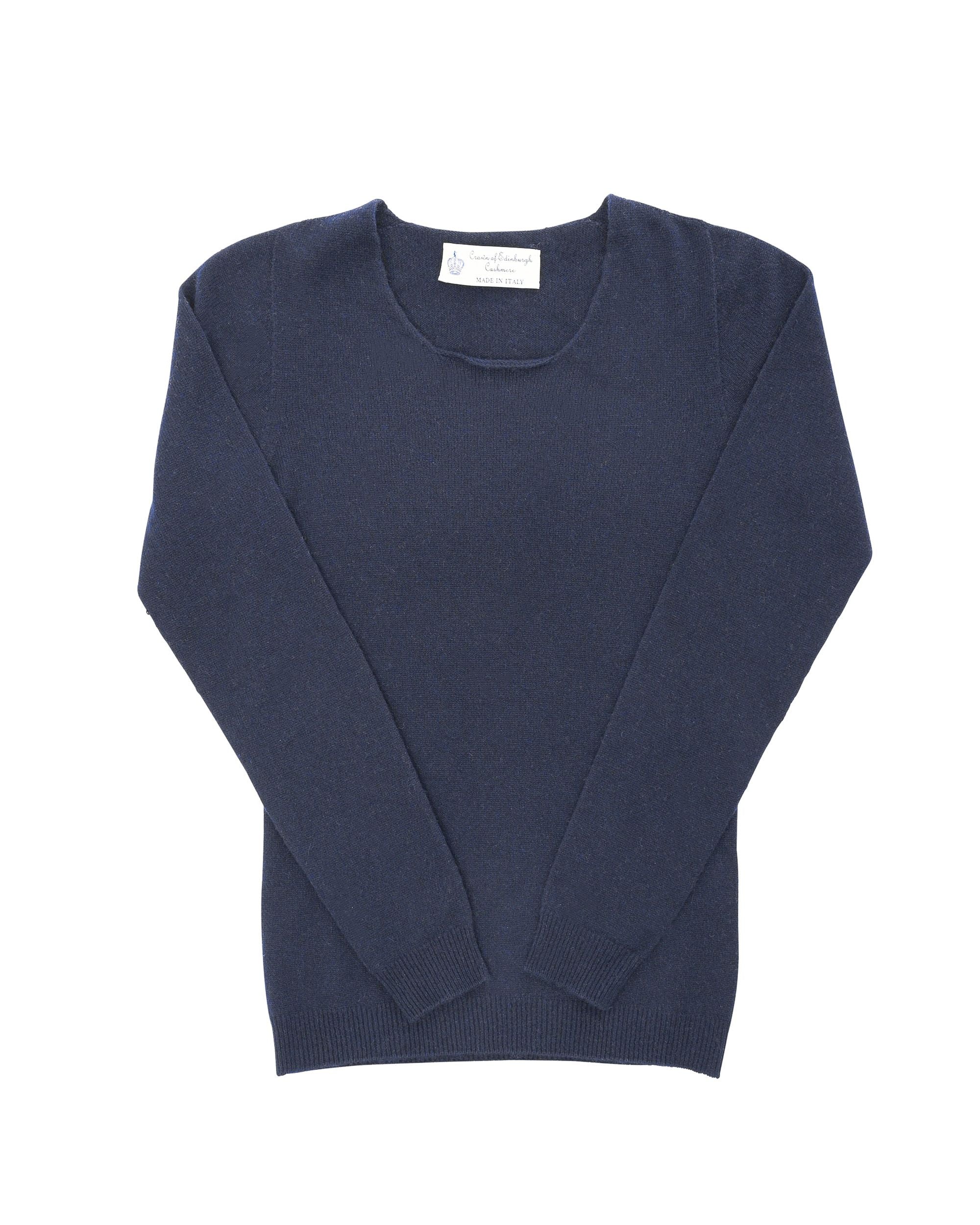 Suéter de cachemira con cuello cuadrado para mujer Crown of Edinburgh COE 0024 NAVY