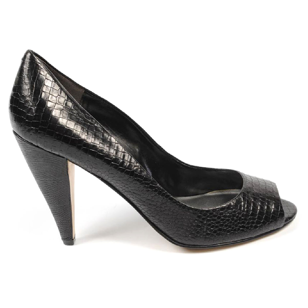 Zapatos de salón Nine West para mujer con punta abierta NWHEALTH BLACK CROCO