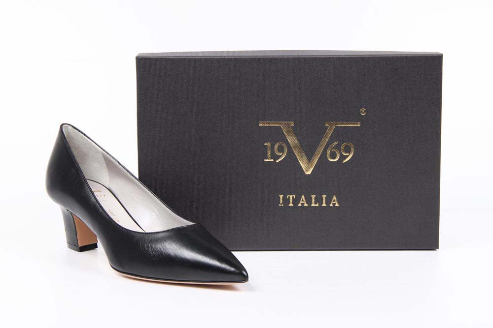 V 1969 Italia Zapatos de salón con tacón bajo para mujer 5534 LID55 PE ELIOS15NE CAPRETTO ELIOS NERO
