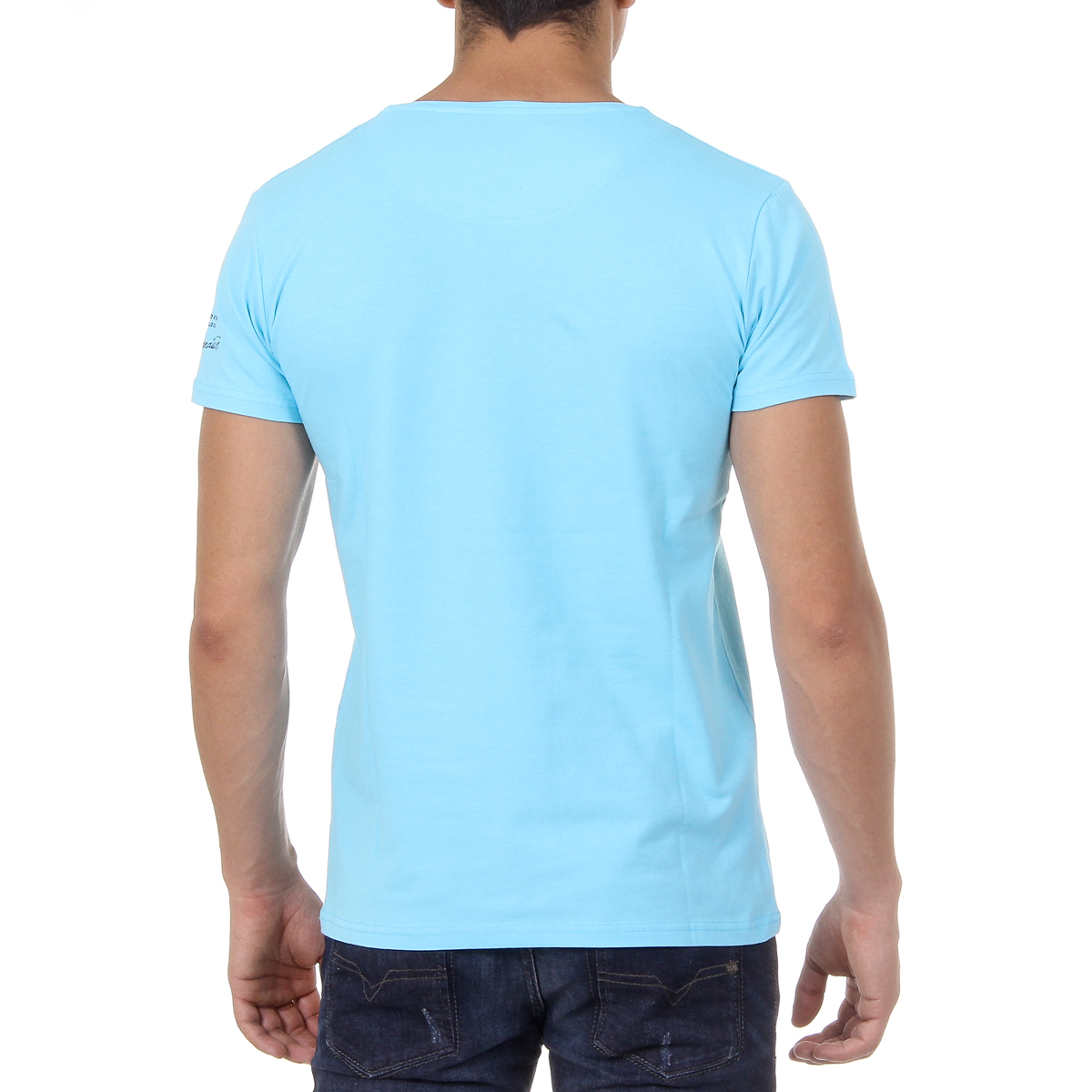 Camiseta de hombre Ufford & Suffolk Polo Club, manga corta, cuello redondo, US028, azul