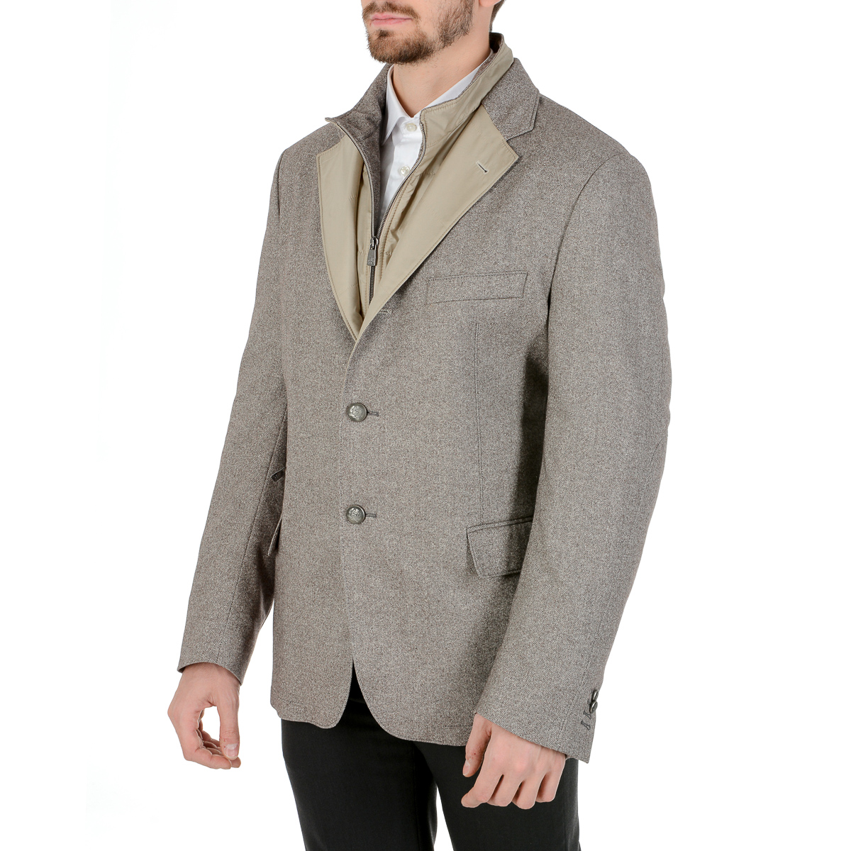 Corneliani Mens Jacket Long Sleeves Light Grey