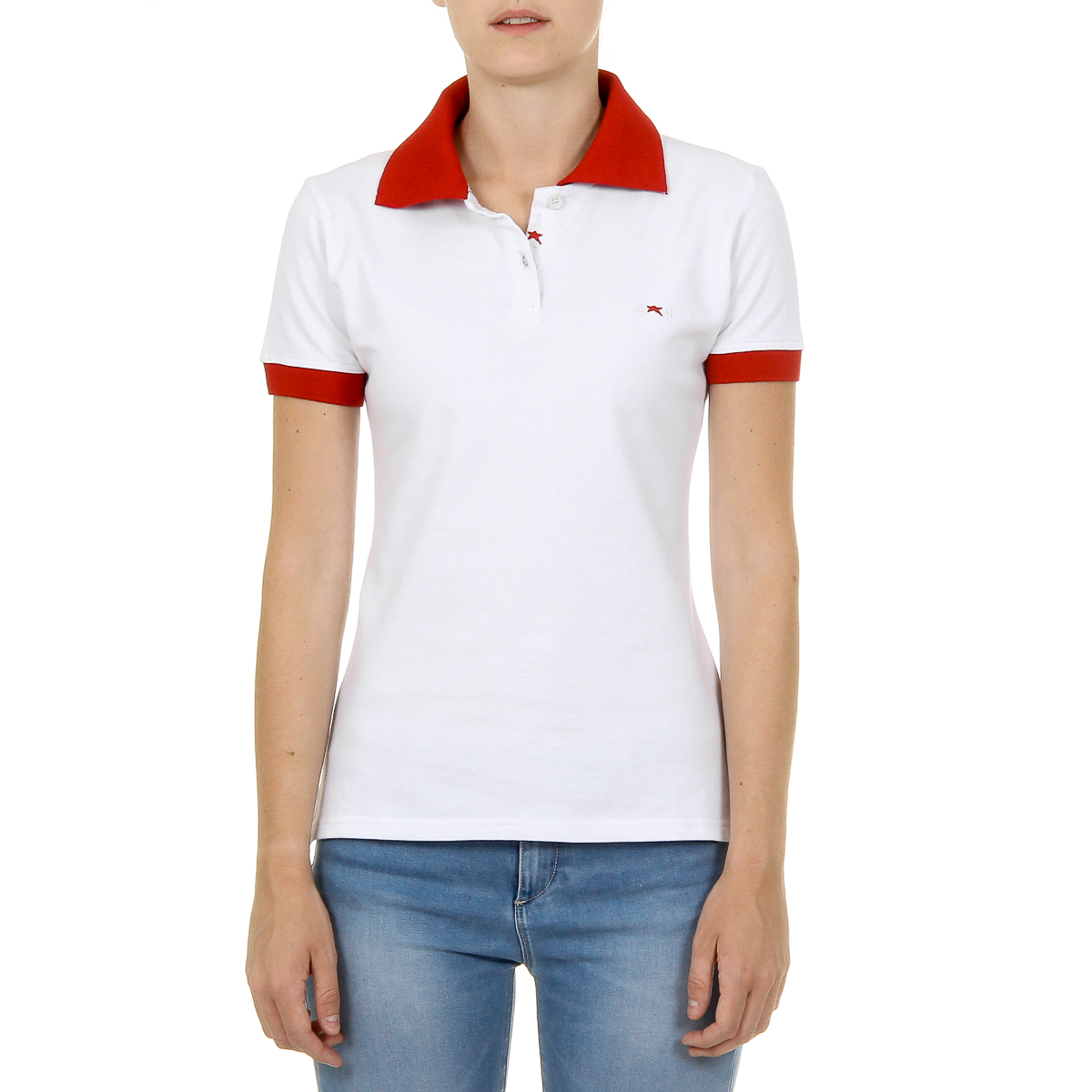 Polo Andrew Charles para mujer, manga corta, blanco, NIA