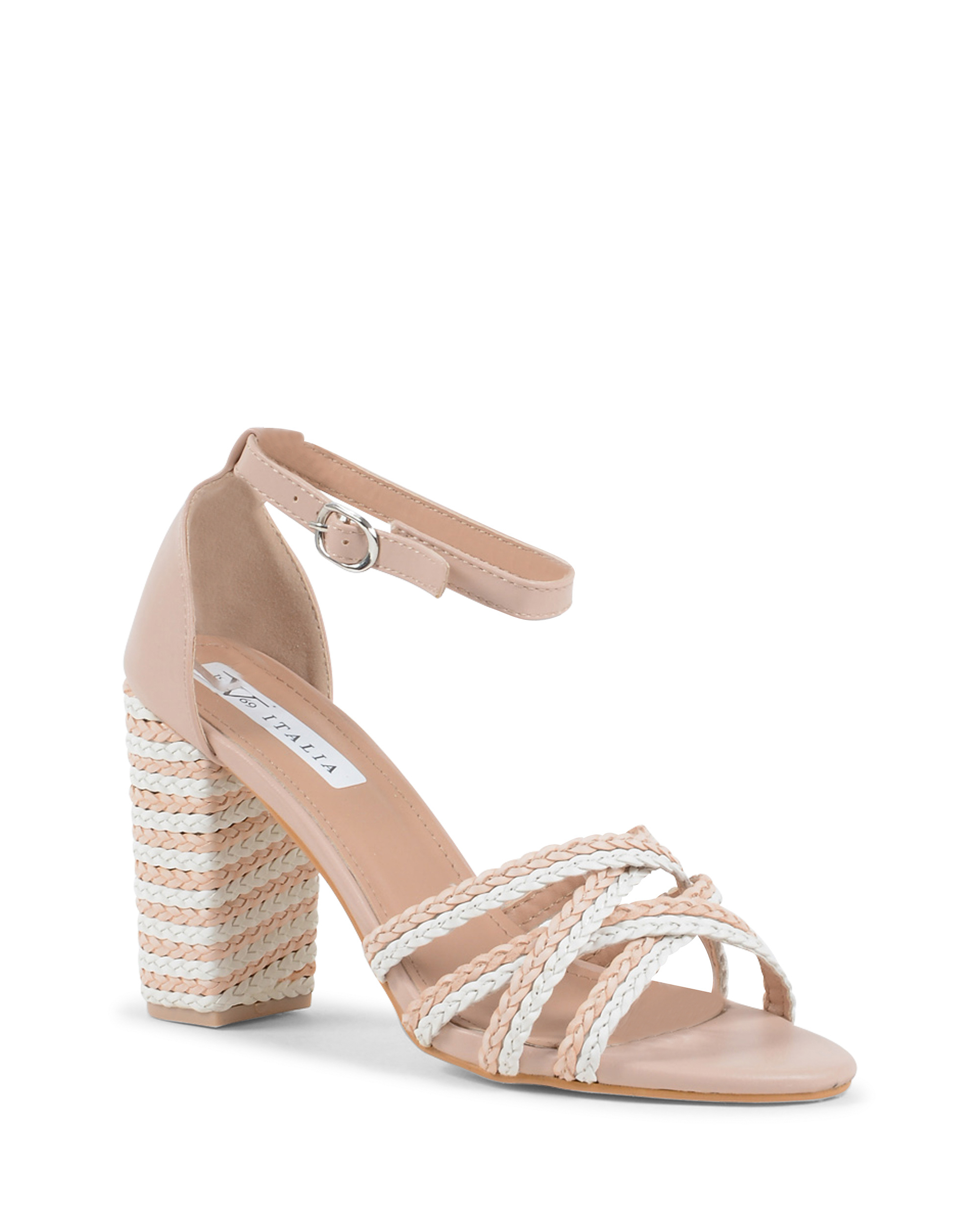 19V69 Italia Sandalia con tira al tobillo para mujer Beige V01 BEIGE