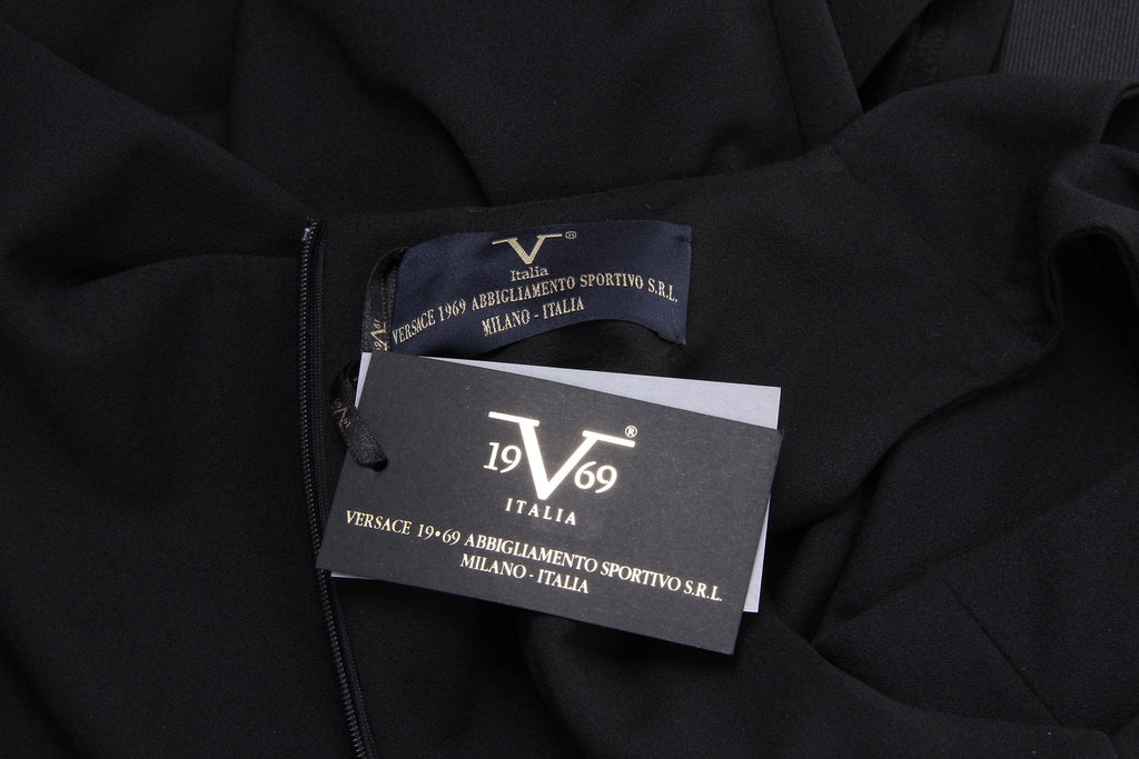 Vestido de mujer V 1969 Italia ABITO VARDY TESS. BUCEO CREPÉ NERO