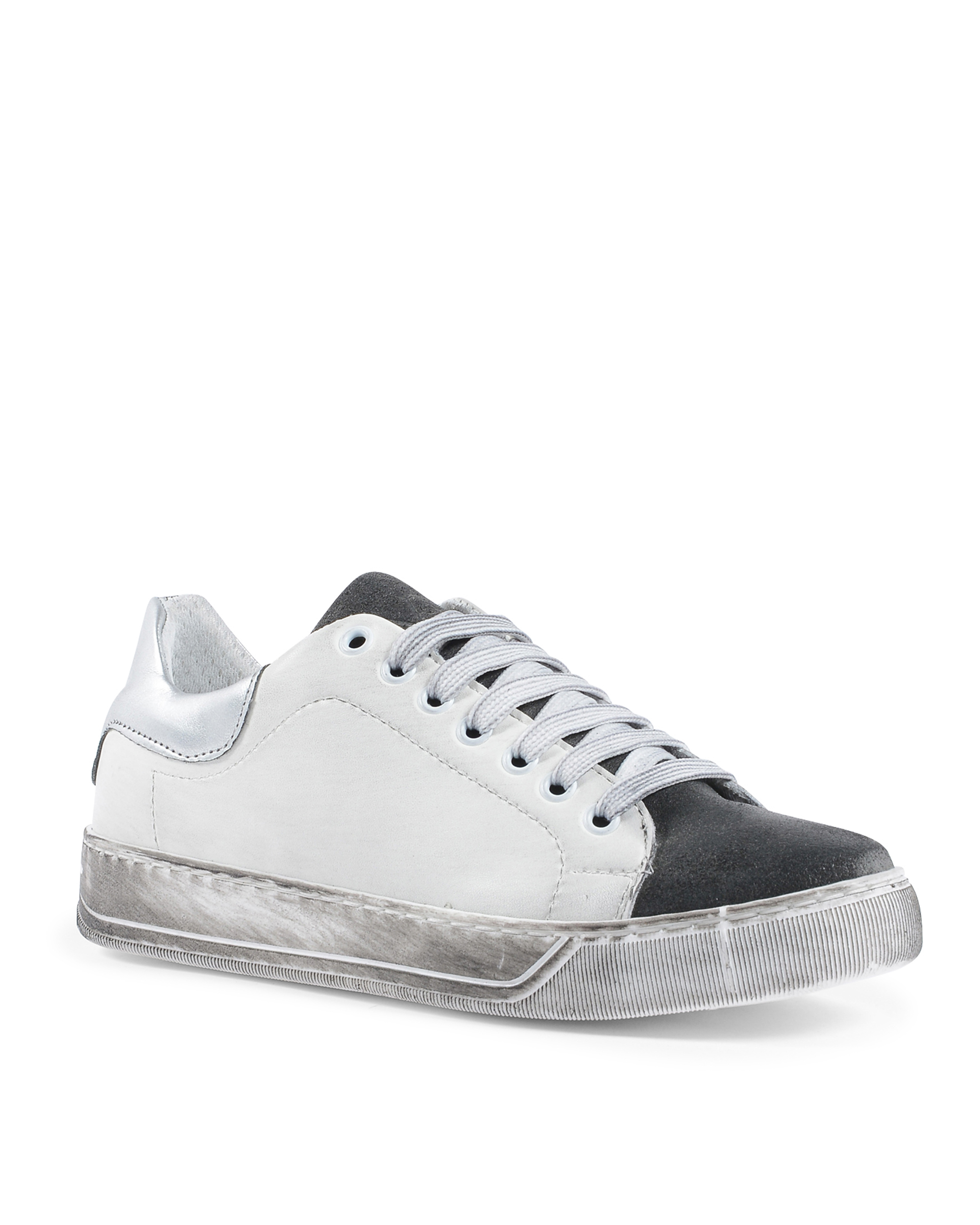 19V69 Italia Womens Sneaker White Grey 718 PELLE BIANCO CAM GRIGIO