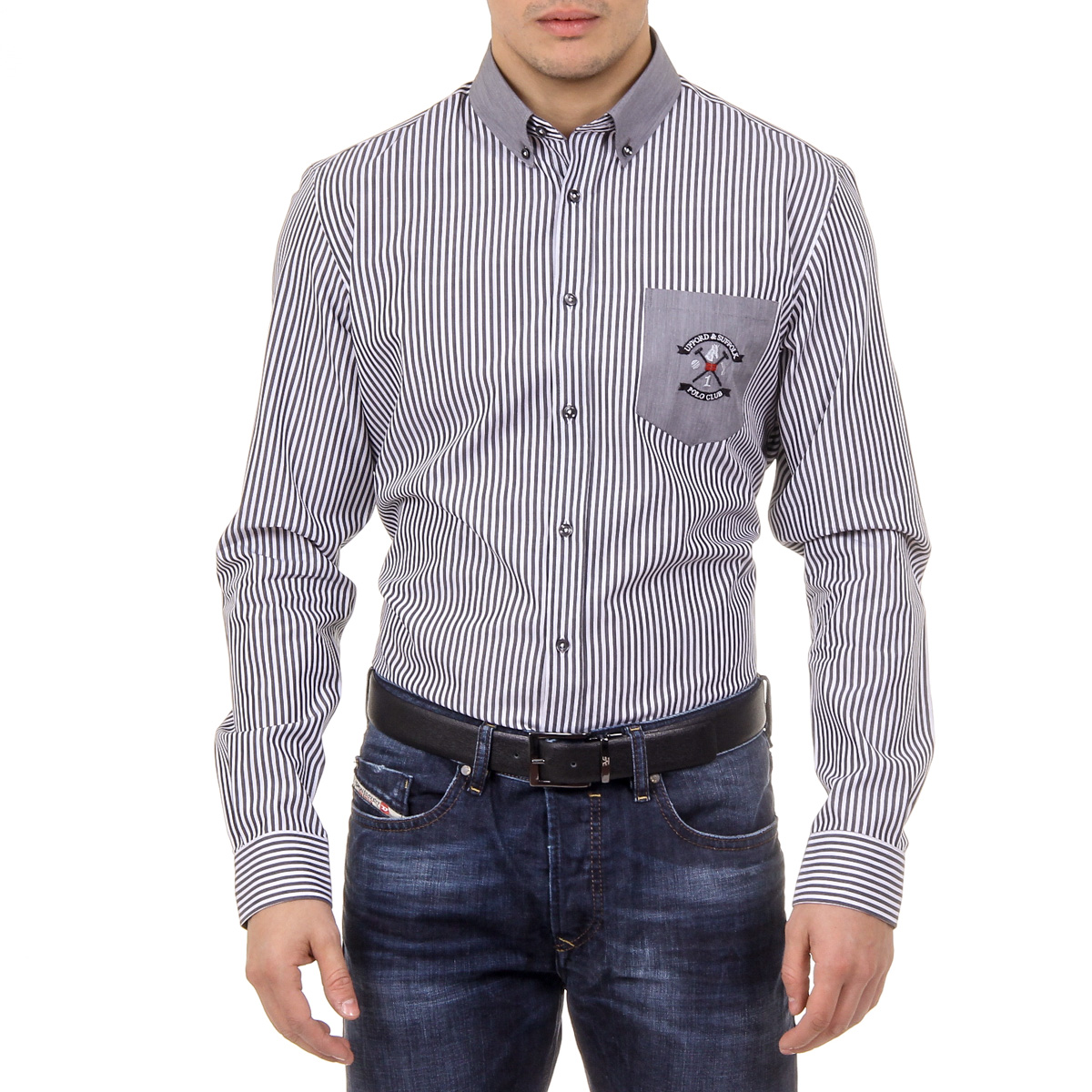 Camisa de hombre del Ufford & Suffolk Polo Club USC01 A2 NERO