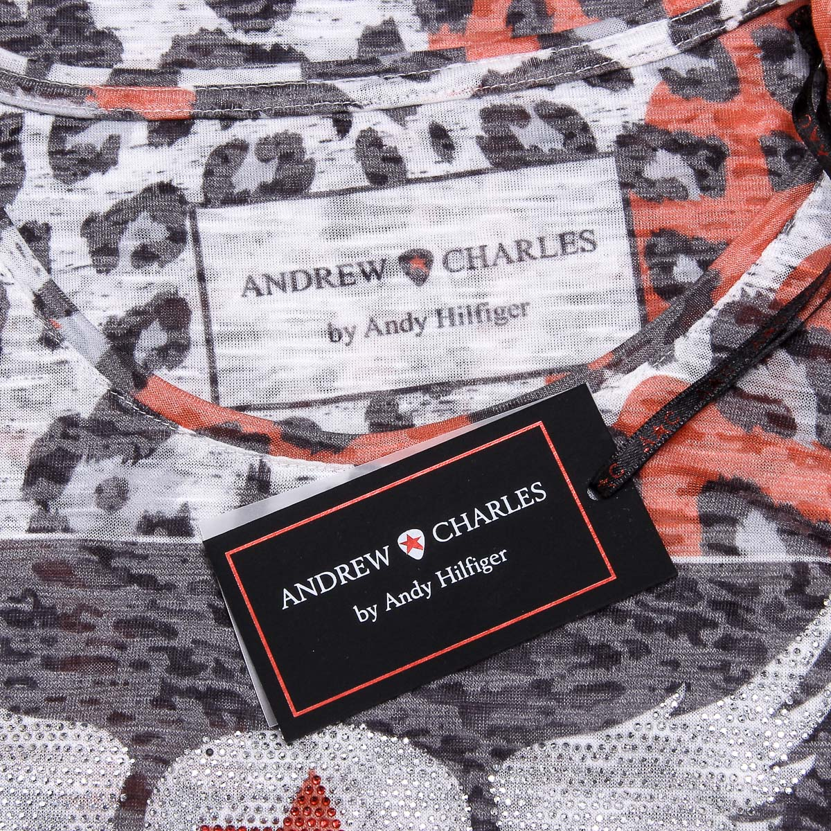 Andrew Charles Womens T-shirt Short Sleeves Round Neck Red MAYA