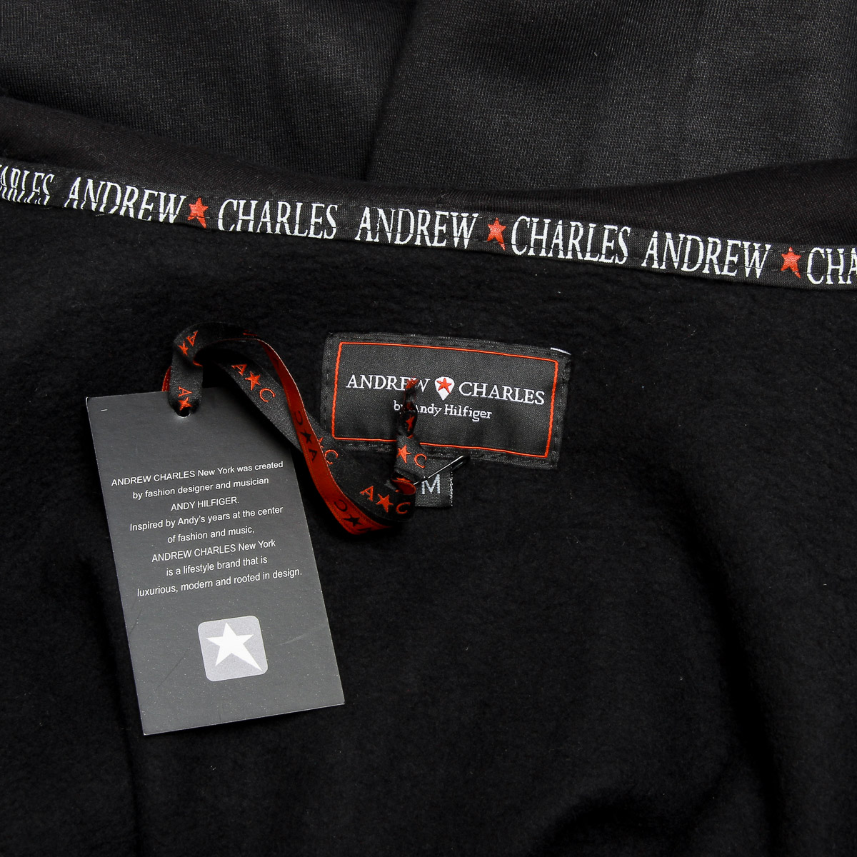 Sudadera con capucha Andrew Charles para hombre con cremallera, manga larga, cuello redondo, color negro FELA