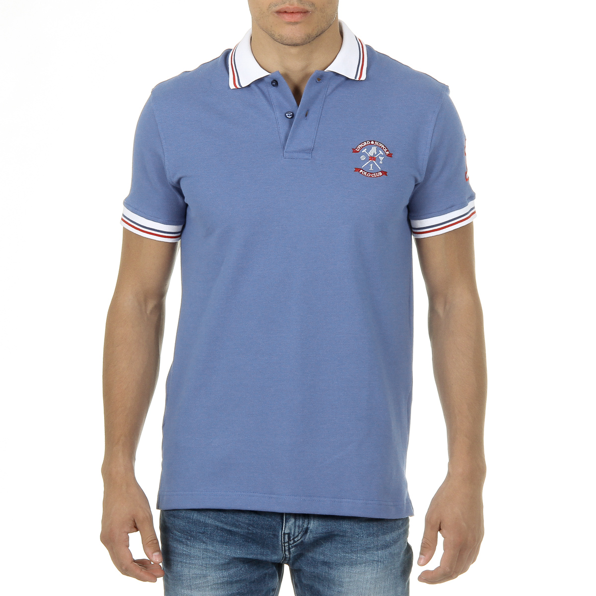 Polo Ufford & Suffolk Polo Club para hombre, manga corta, azul claro, DAGO