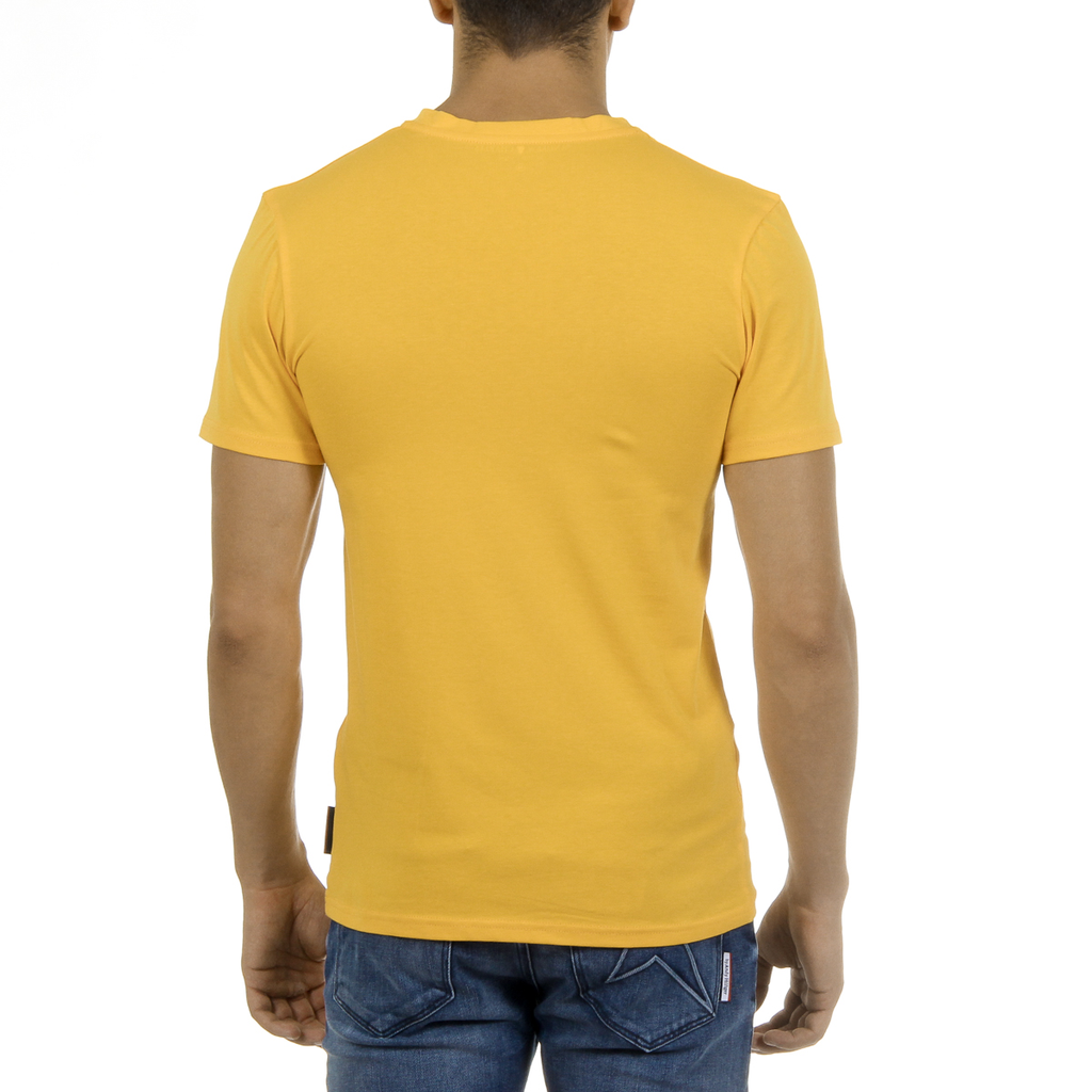 Camiseta Andrew Charles para hombre, manga corta, cuello en V, amarilla, KENAN