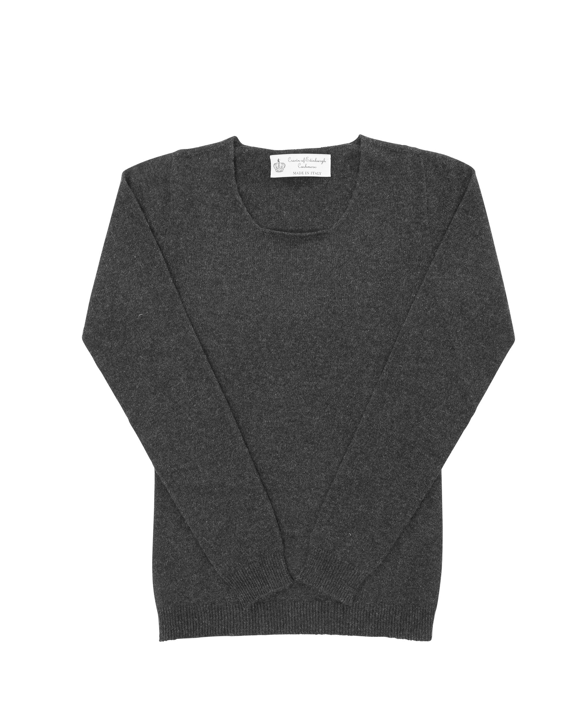 Suéter de cachemira con cuello cuadrado para mujer Crown of Edinburgh COE 0024 GRIS HIERRO