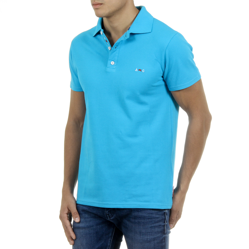 Polo Andrew Charles para hombre de manga corta azul claro SEFU