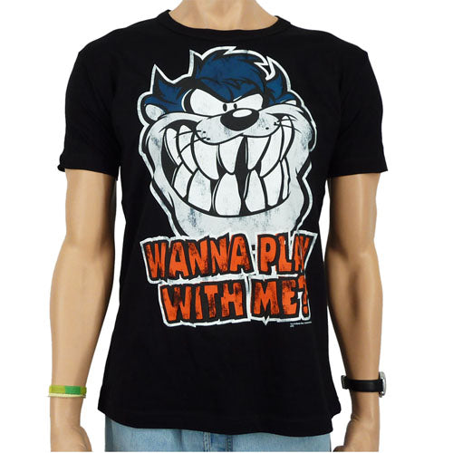 Camiseta para hombre de Warner Bros. Taz Tazmania ¿Quieres jugar conmigo?
