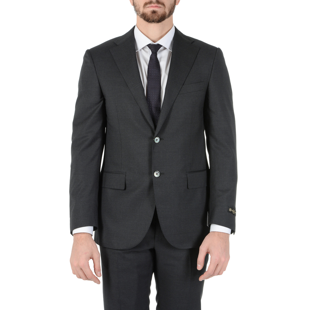 Corneliani Mens Suit Long Sleeves Dark Grey Super 130's