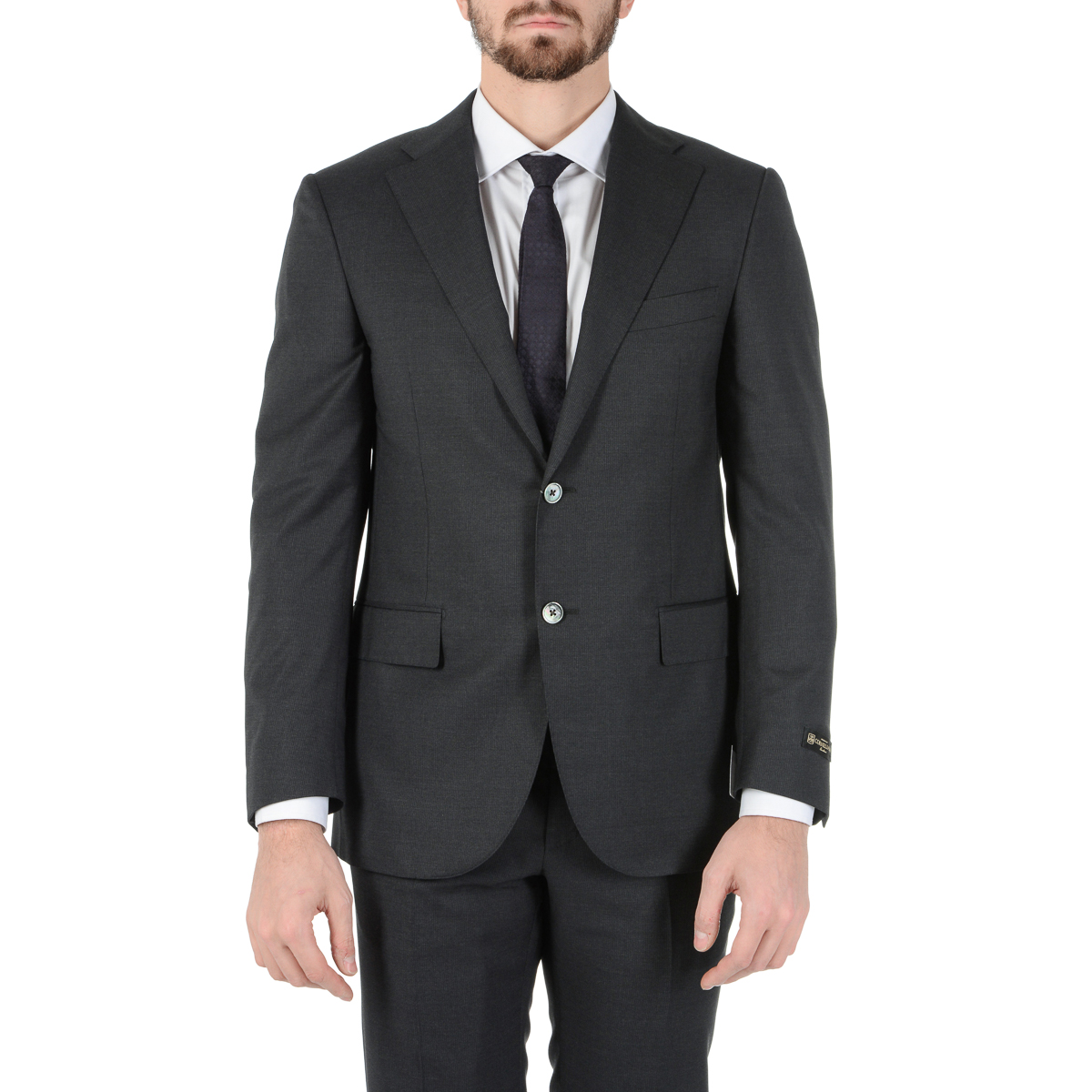 Corneliani Mens Suit Long Sleeves Dark Grey Super 130's