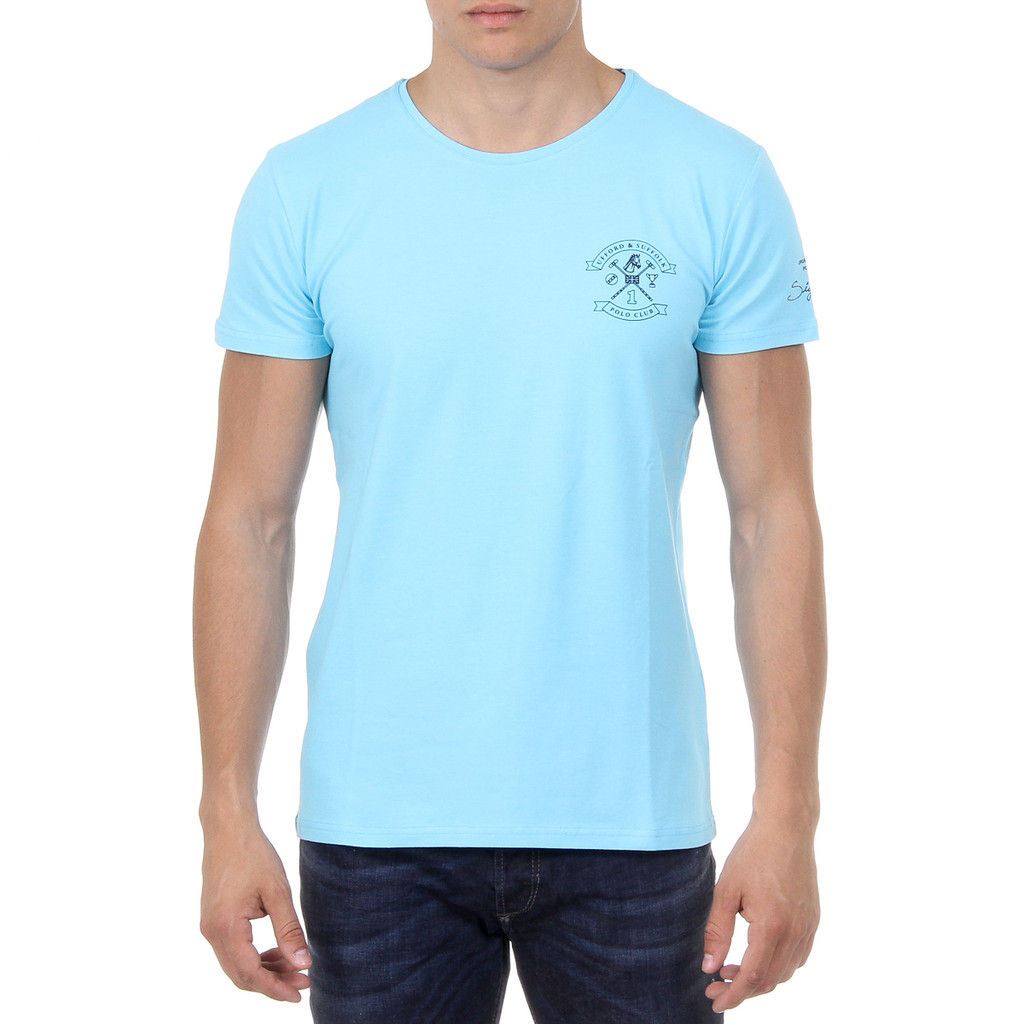 Camiseta de hombre Ufford & Suffolk Polo Club, manga corta, cuello redondo, US028, azul