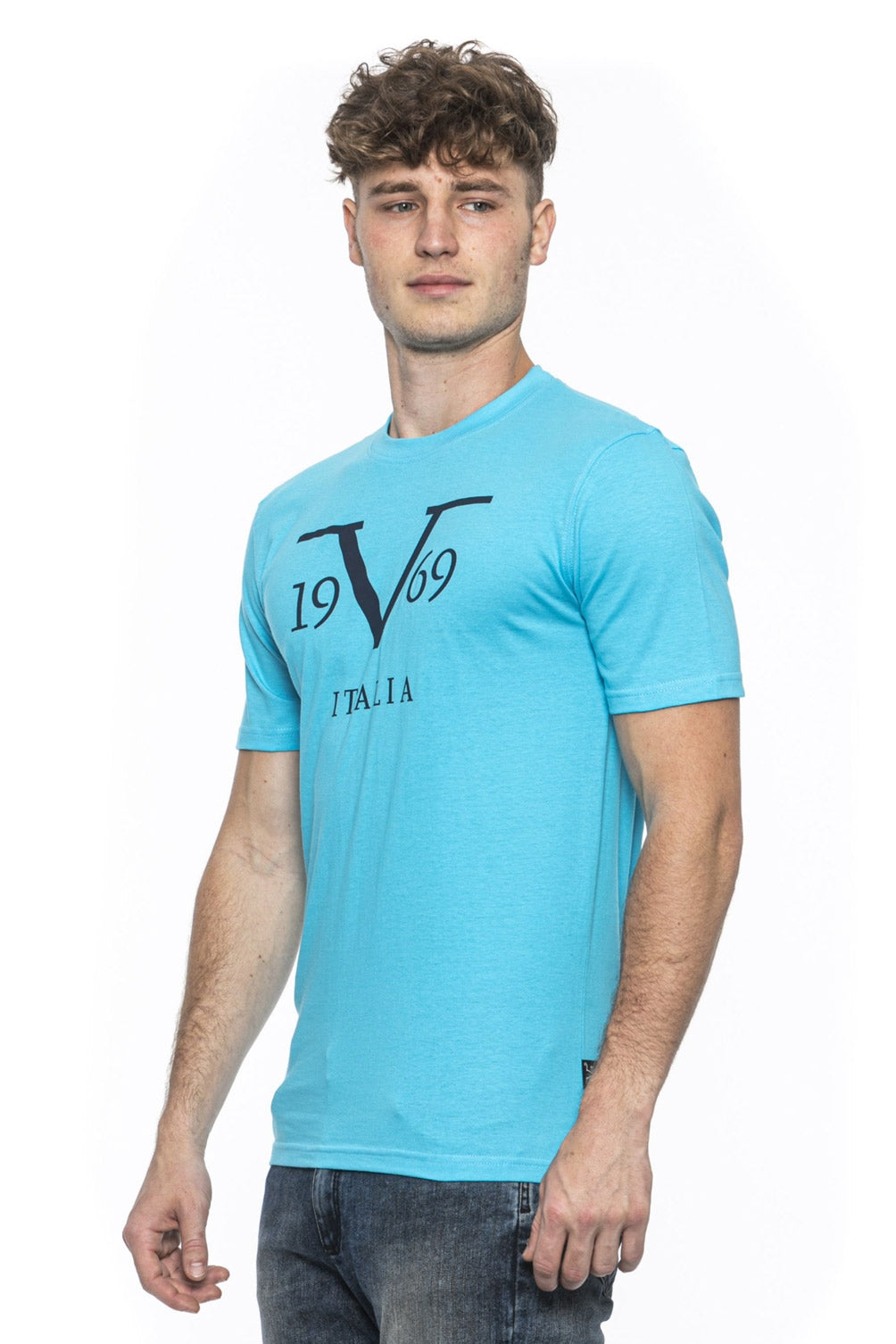 19V69 Italia Camiseta para hombre Azul claro RAYAN TURQUESA