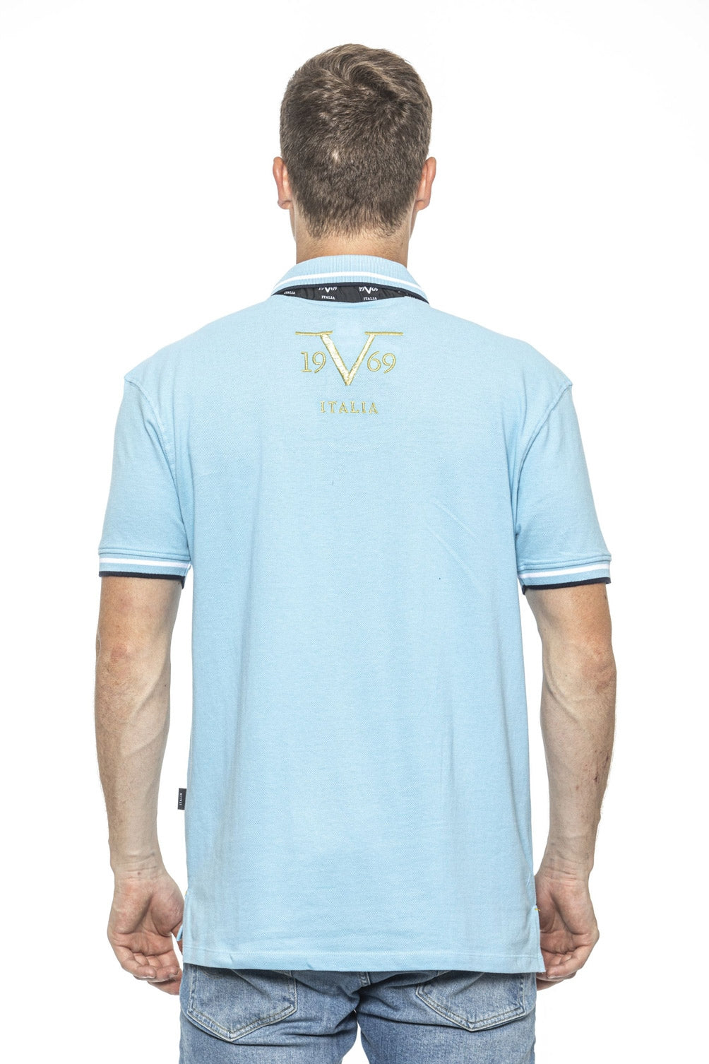19V69 Italia Polo para hombre Azul RETRO AZUL CLARO