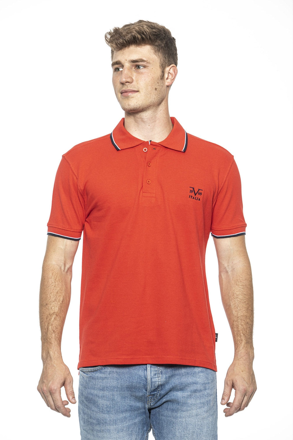 19V69 Italia Polo para hombre rojo COSTINA RED