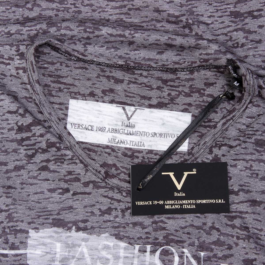 V 1969 Italia Mens T-shirt Short Sleeves V-Neck Black DANIEL