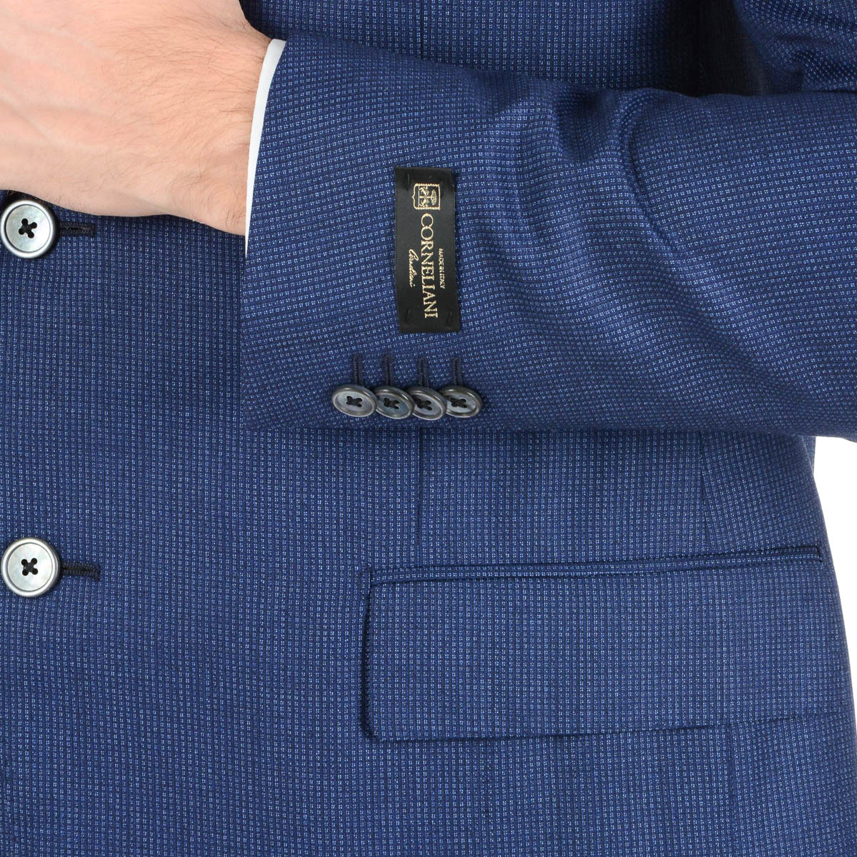 Corneliani Mens Suit Long Sleeves Blue Super 110's