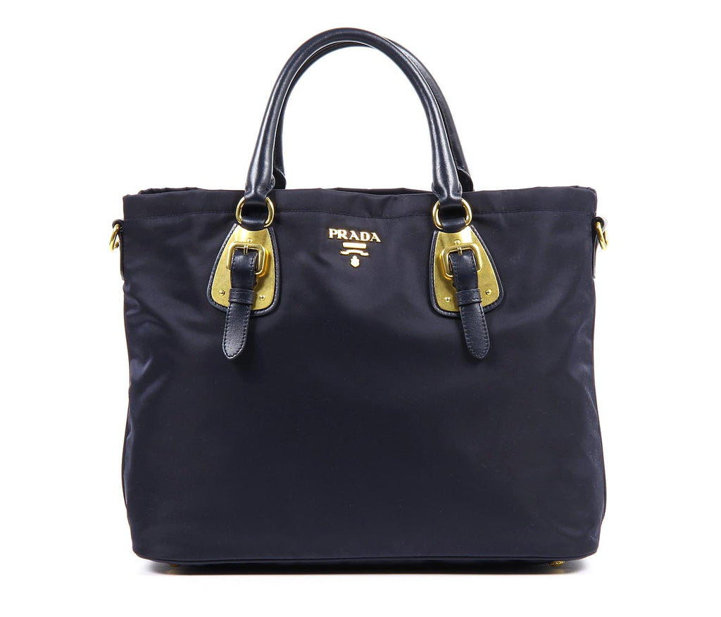 Bolso tote Prada BN1902 Bleu Tessuto Soft Calf