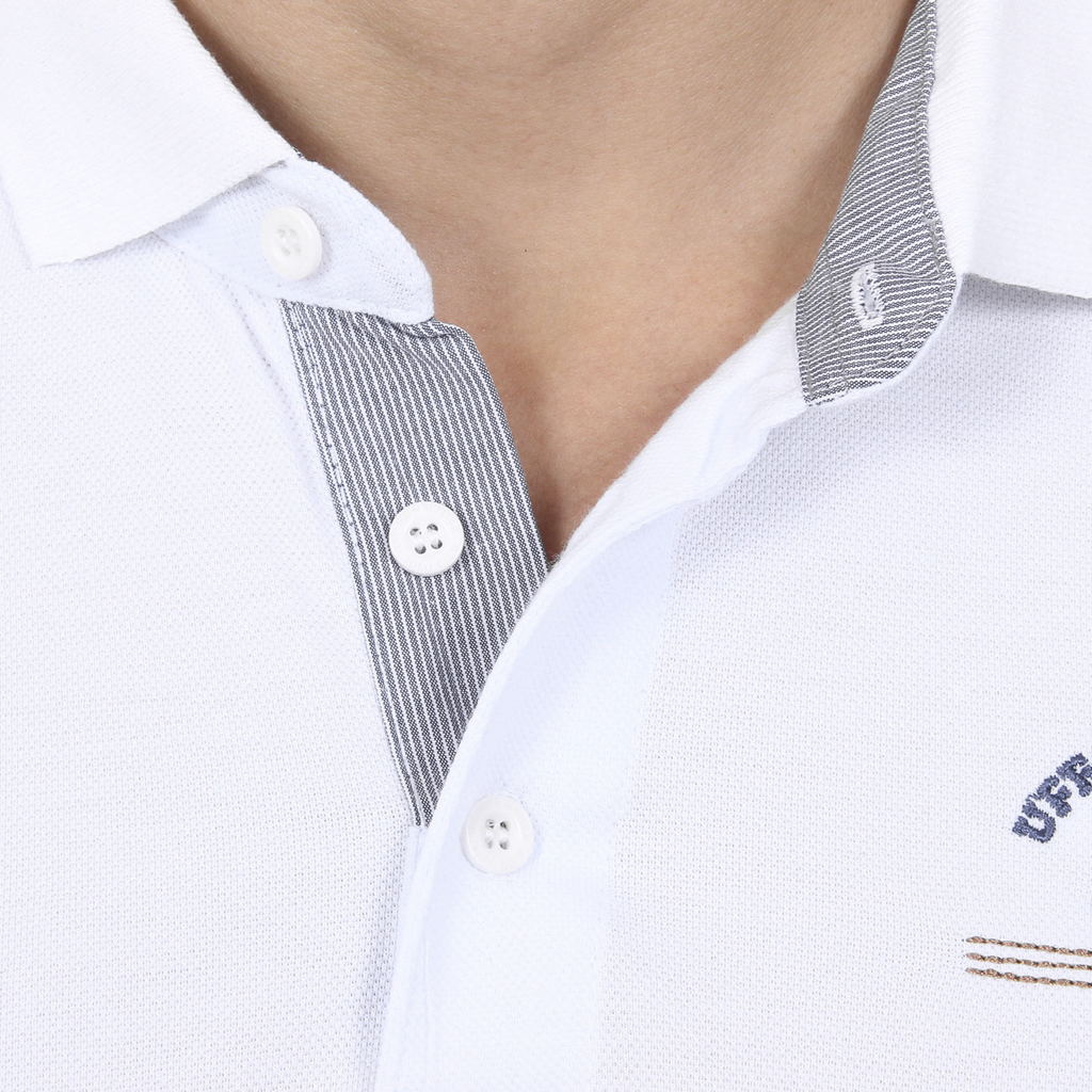 Polo Ufford & Suffolk Polo Club para hombre, manga corta, US025, blanco