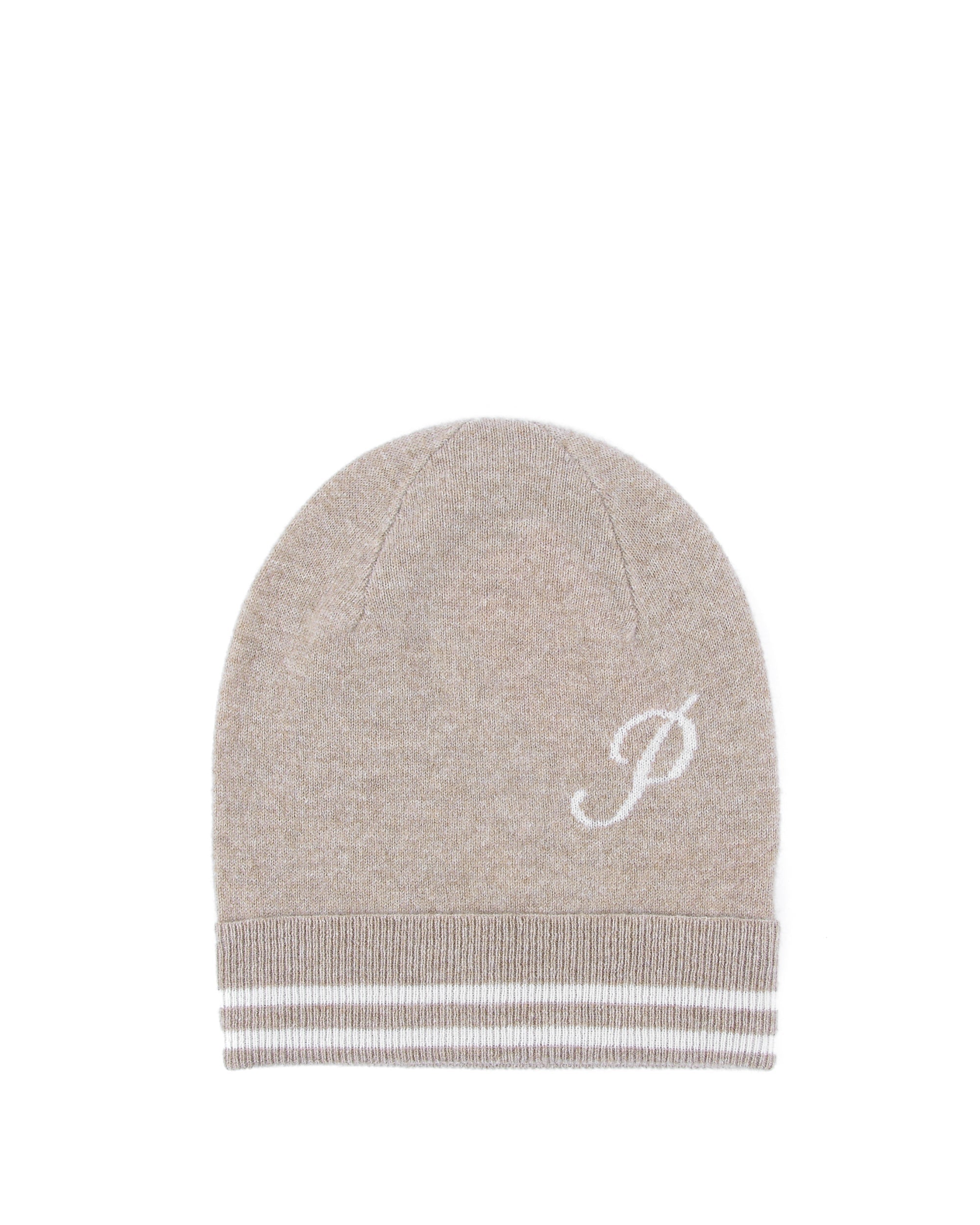 Gorro de cachemira con monograma - Camel