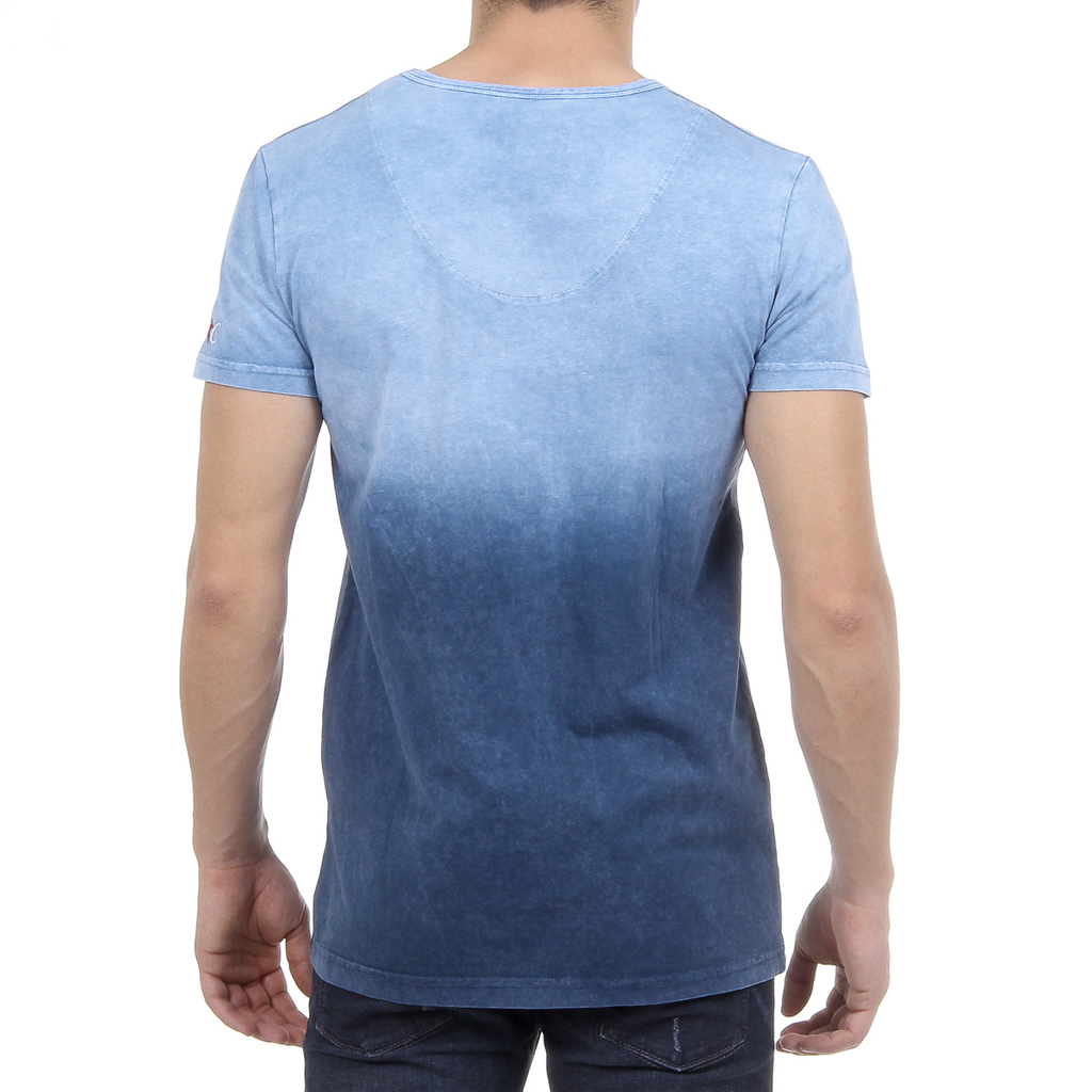 Andrew Charles Mens T-Shirt Short Sleeves V-Neck Blue ELI